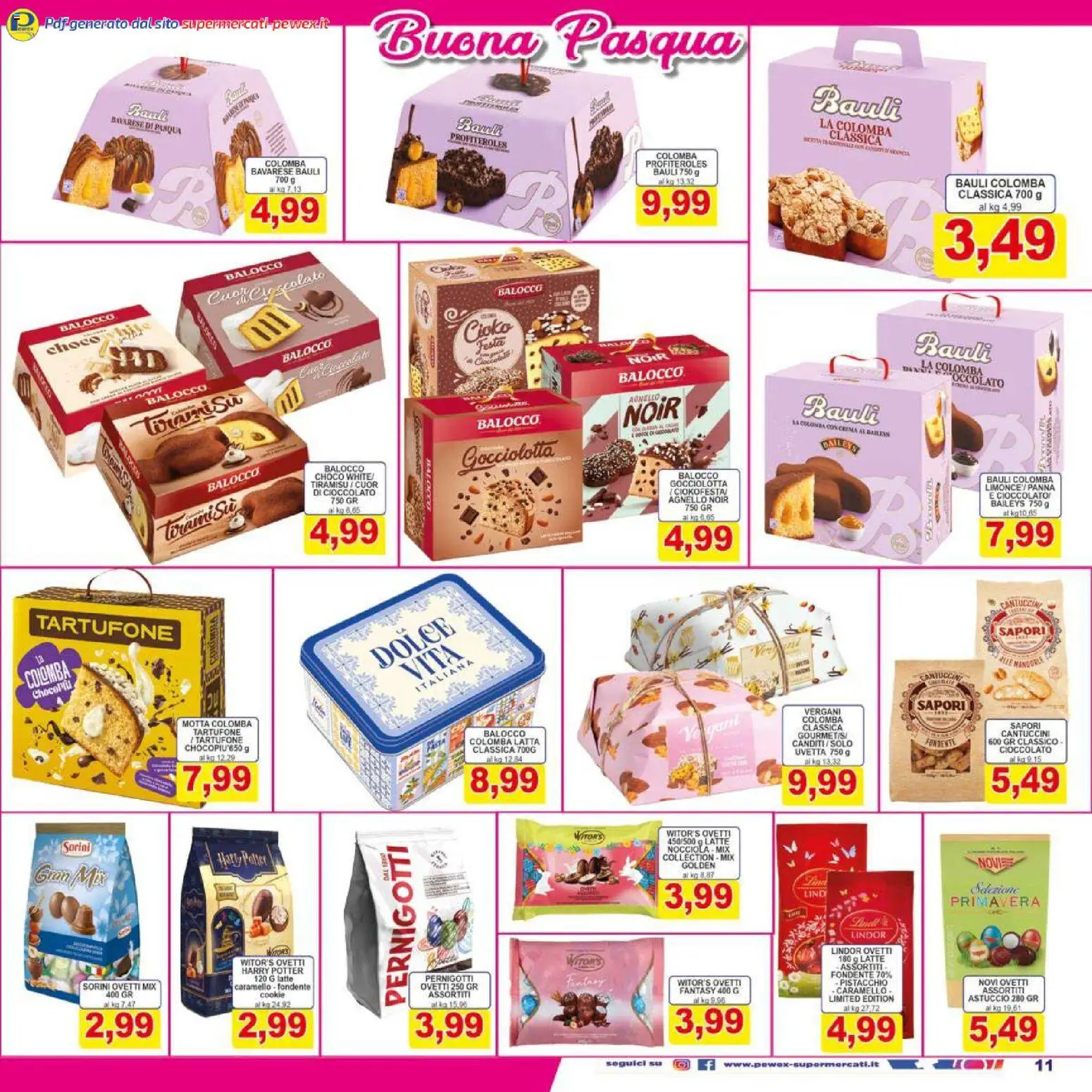 Volantino Pewex del 27.03.2026 | Pagina: 11 | Prodotti: Cioccolato, Latte, Astuccio, Agnello