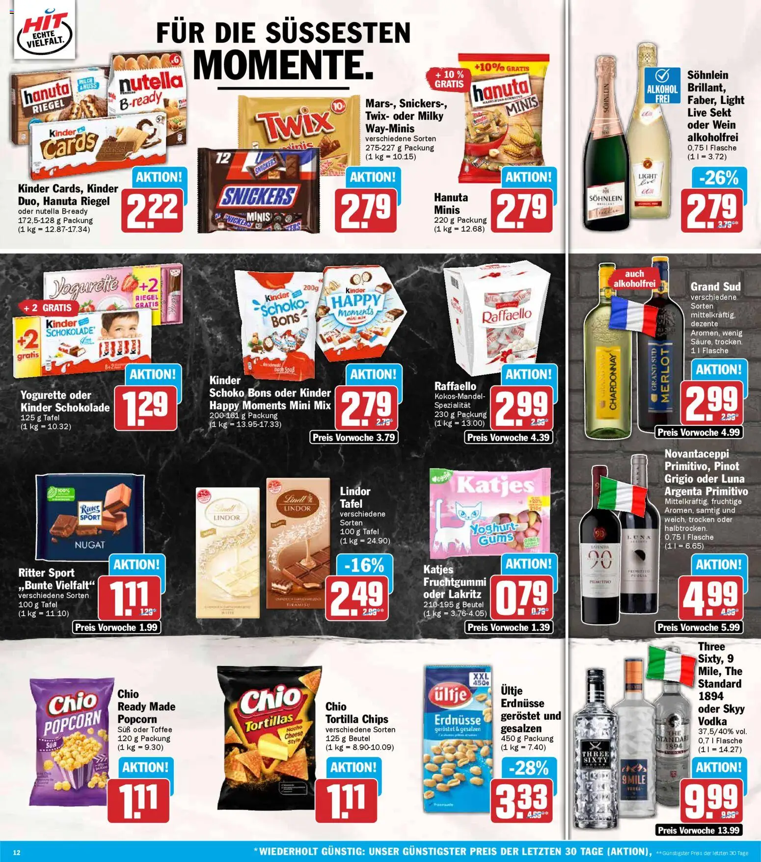HIT Prospekt 	 – gültig ab 02.02.2026 | Seite: 12 | Produkte: Yogurette, Sekt, Twix, Wein