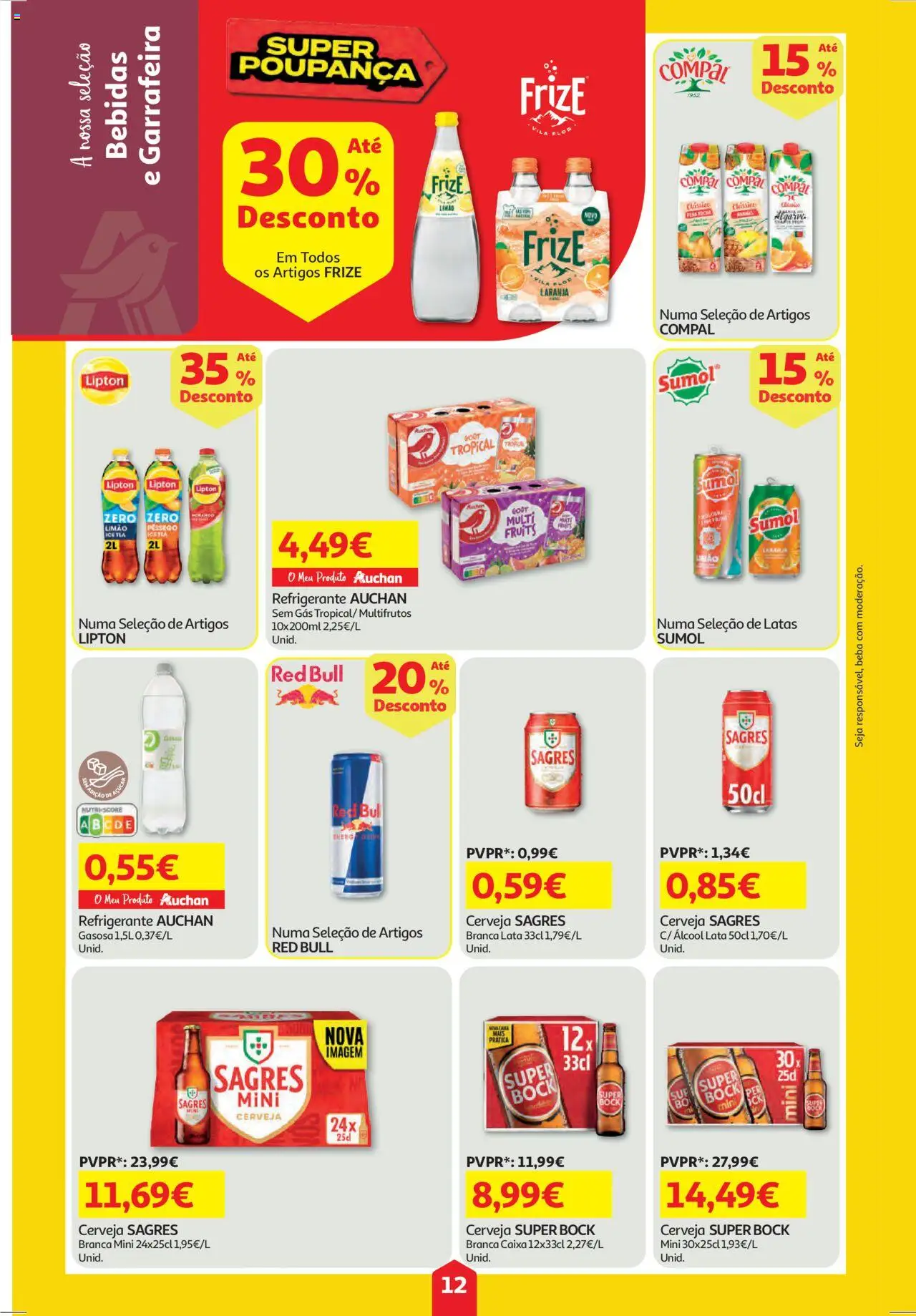Auchan folheto │ válido de 09.10.2025 | Página: 12 | Produtos: Refrigerante, Super bock, Caixa, Cerveja