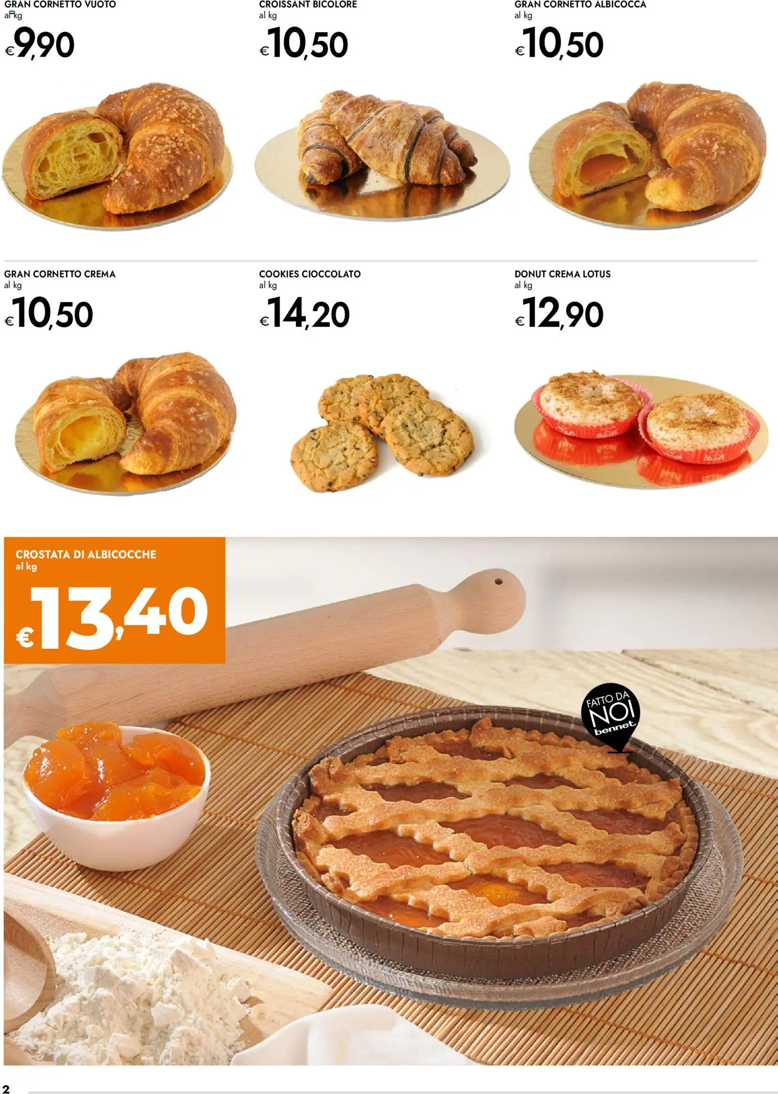 Volantino bennet del 19.02.2026 | Pagina: 2 | Prodotti: Crema, Cioccolato, Cornetto, Albicocche