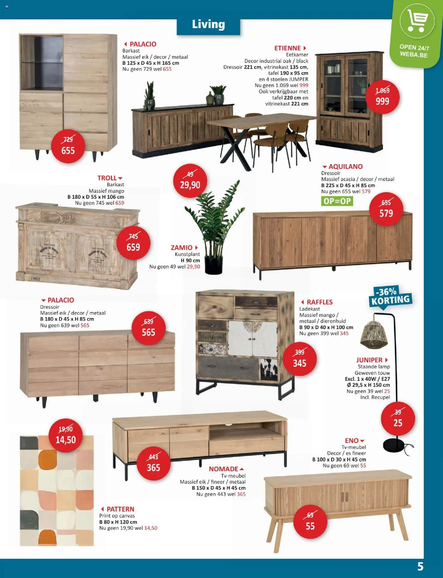 {H1} | Pagina: 5 | Producten: Ladekast, Tafel, Dressoir, Lamp