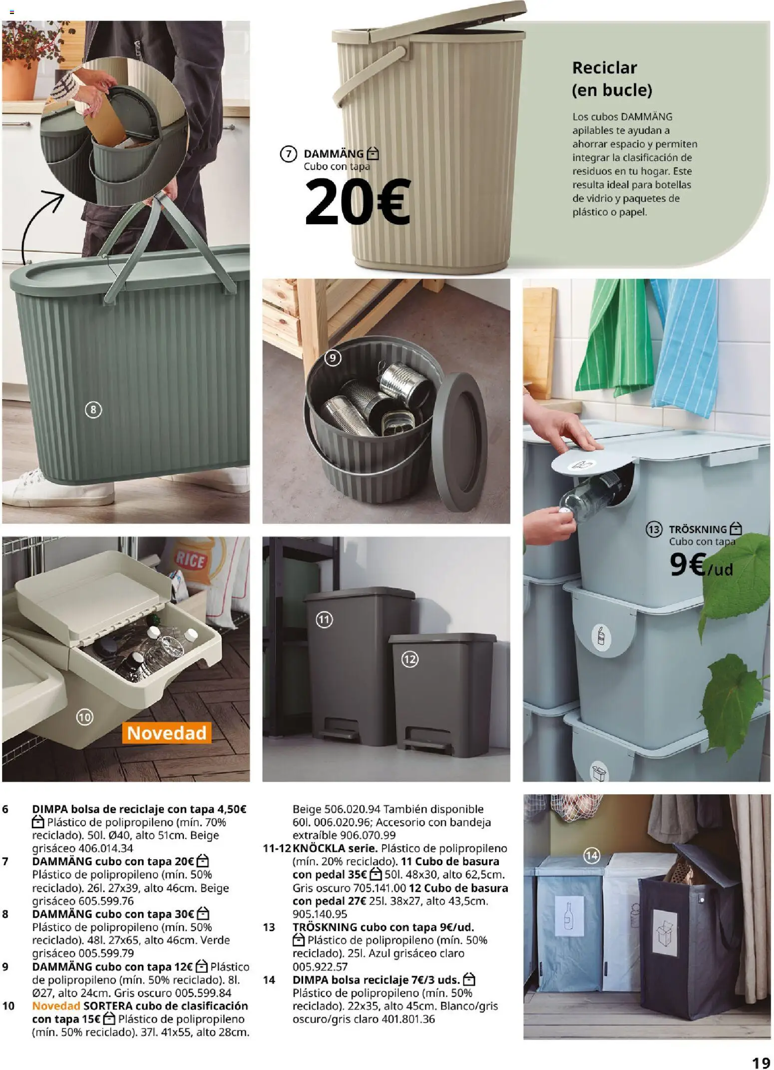 Catálogo IKEA Organización en el hogar │ válido desde el 15.01.2026 | Página: 19 | Productos: Té, Cubo con tapa, Bandeja, Διακόπτης κυκλώματος