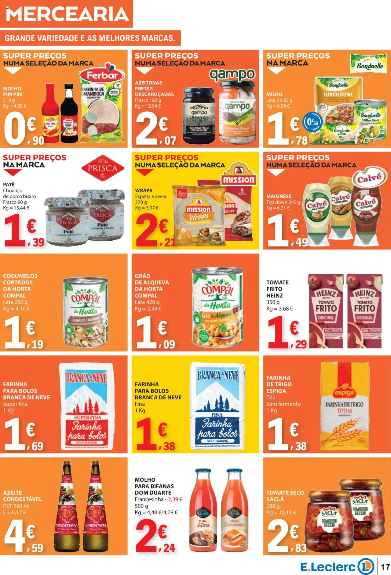 E.Leclerc folheto │ válido de 09.10.2025 | Página: 17 | Produtos: Aveia, Azeitonas, Farinha de trigo, Maionese