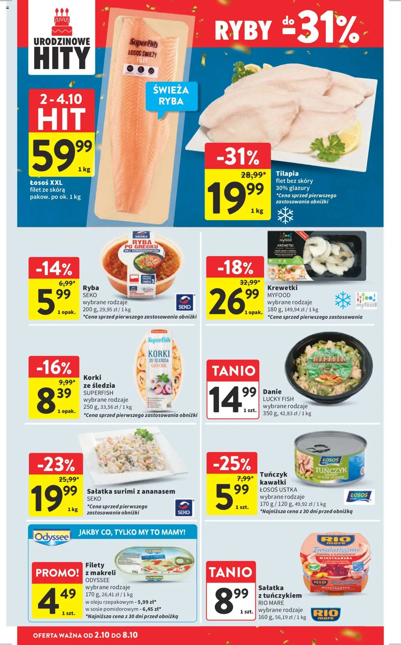 Intermarche Gazetka od 02.10.2025 | Strona: 26 | Produkty: Surimi, Łosoś, Ryba po grecku, Ryba