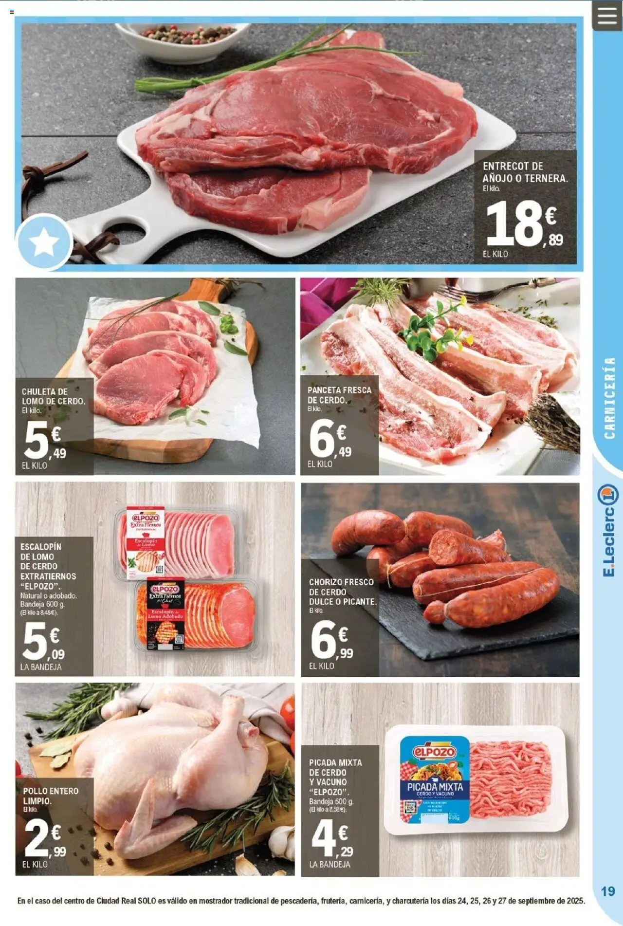 E.Leclerc folleto │ válido desde el 24.09.2025 | Página: 19 | Productos: Ηλεκτρικός φούρνος, Cerdo, Bandeja