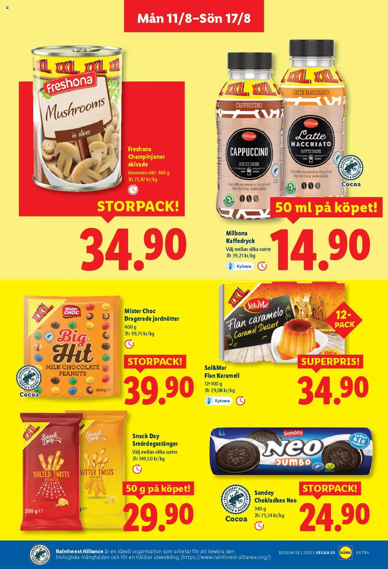 Lidl reklamblad aktuell från 11.08.2025 | Sida: 13 | Produkter: Jordnötter, Champinjoner