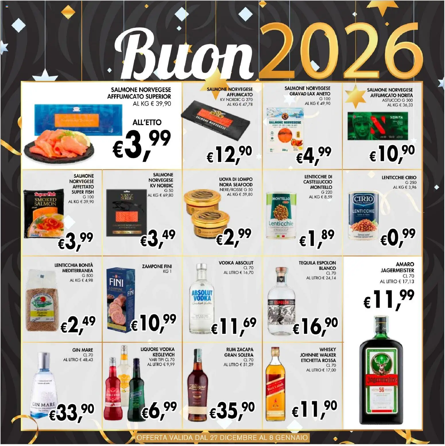 Volantino Coal del 27.12.2025 | Pagina: 18 | Prodotti: Salmone, Gin, Vodka, Lenticchie