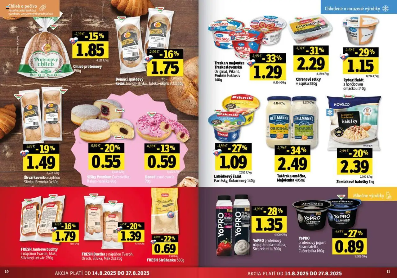 Fresh Východné Slovensko │ platný od 14.08.2025 | Strana: 6 | Produkty: Donut, Protein, Koláč, Treska