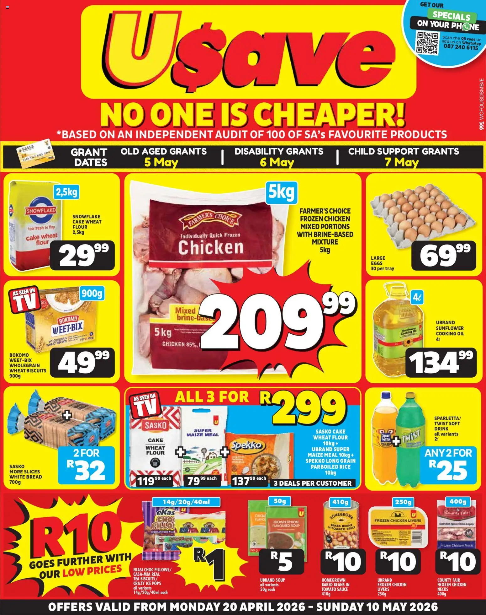 New Usave catalogue – valid from 20.04.2026 | Page: 1 | Products: Oil, Bread, Chicken, Tea