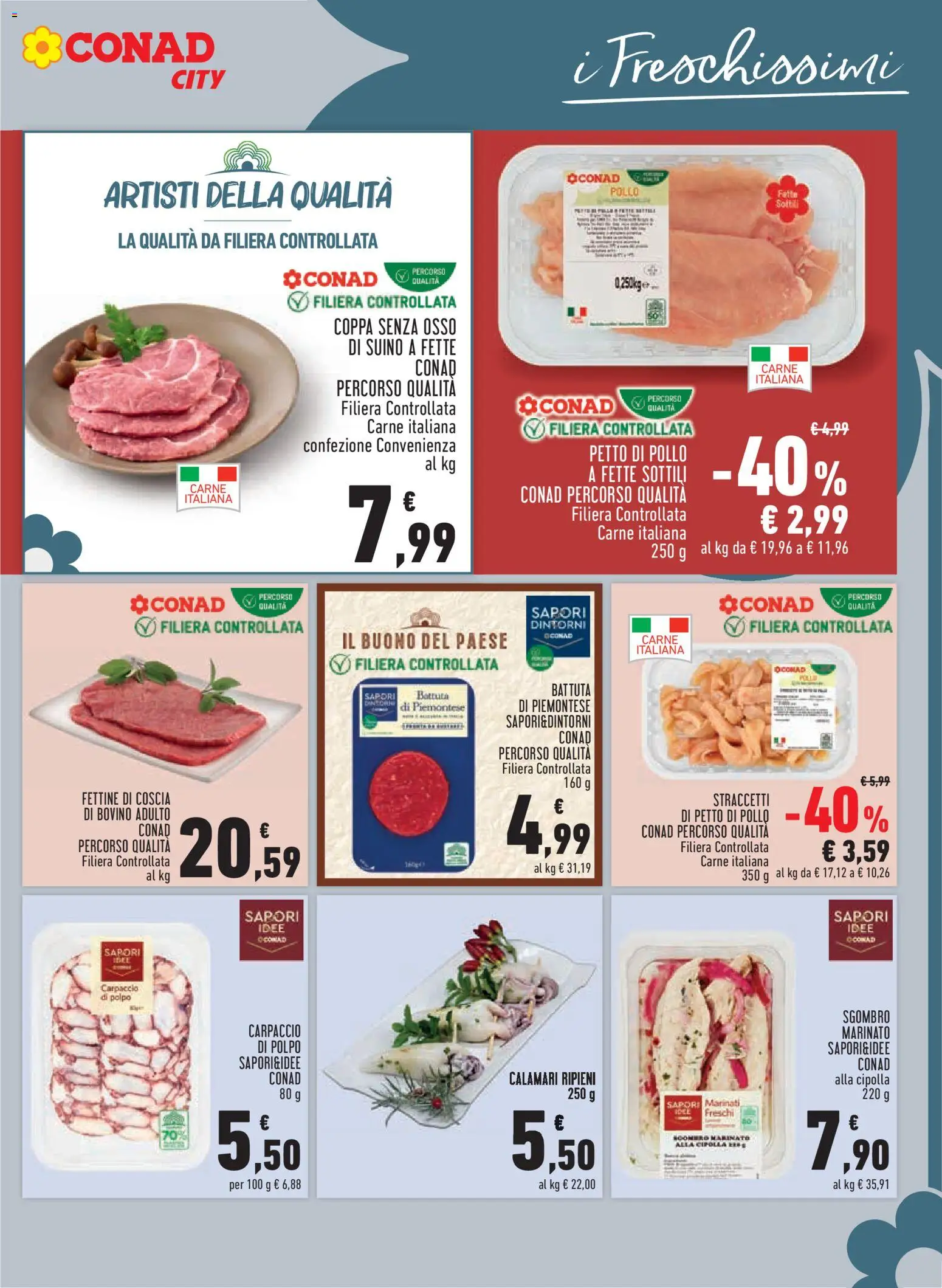 Volantino Conad del 08.04.2026 | Pagina: 3 | Prodotti: Bovino, Pollo, Polpo, Calamari