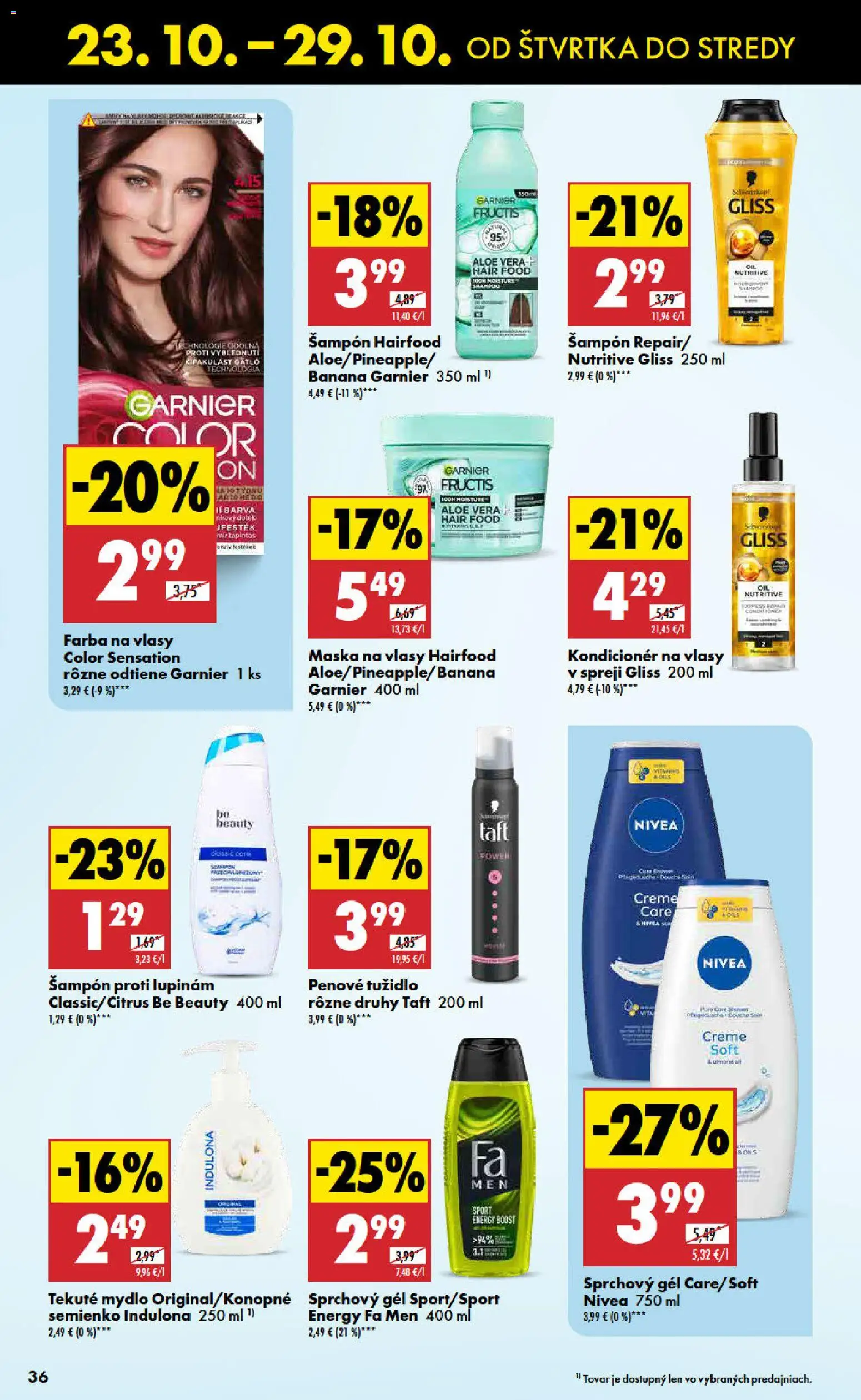 Nové Biedronka akcie – leták je platný od 23.10.2025 | Strana: 36 | Produkty: Nivea, Maska na vlasy, Mydlo, Sprchový gél