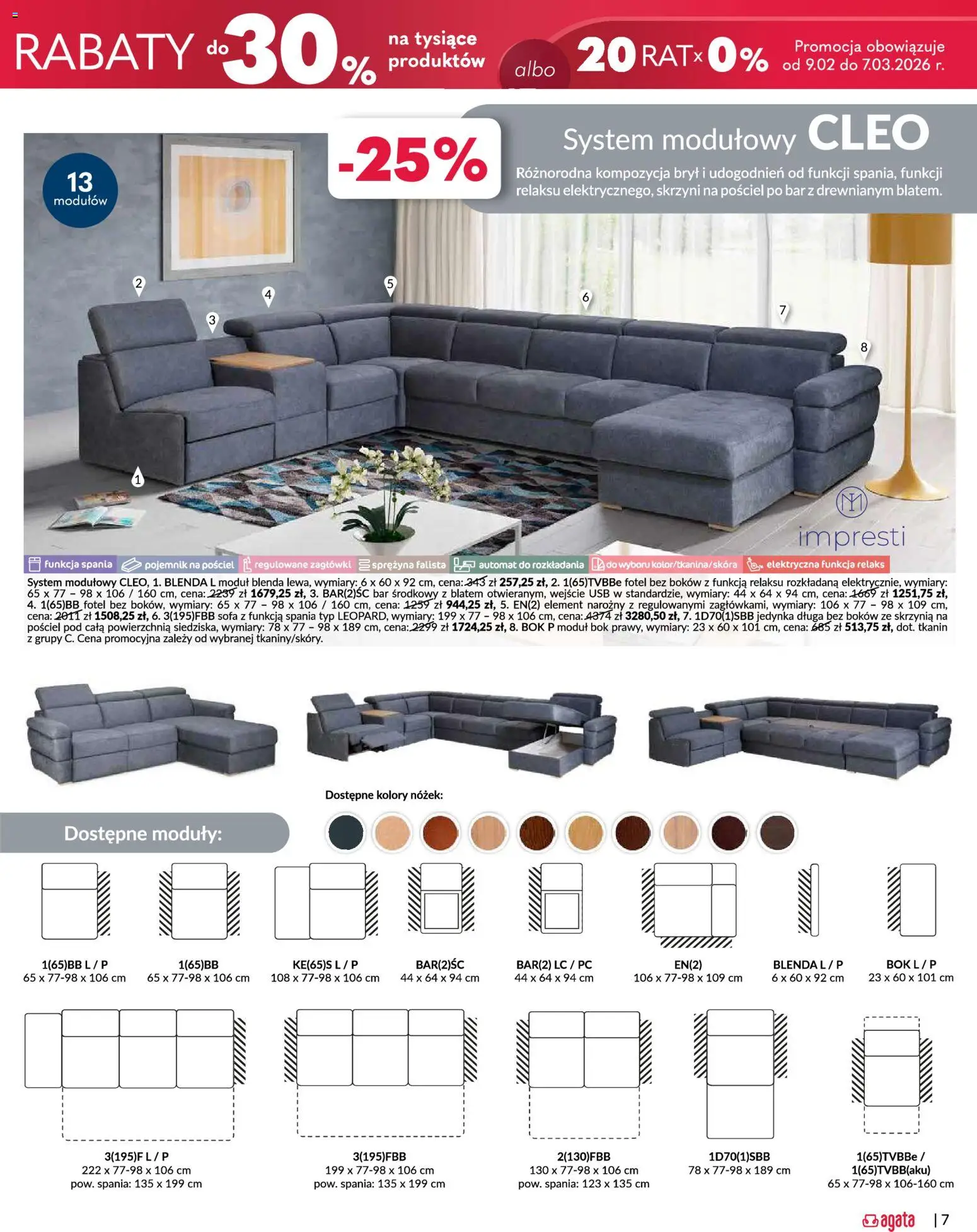 Salony Agata Gazetka - Otwarcie sklepu w Mysiadle od 26.02.2026 | Strona: 7 | Produkty: Pościel, PC, Sofa, Fotel