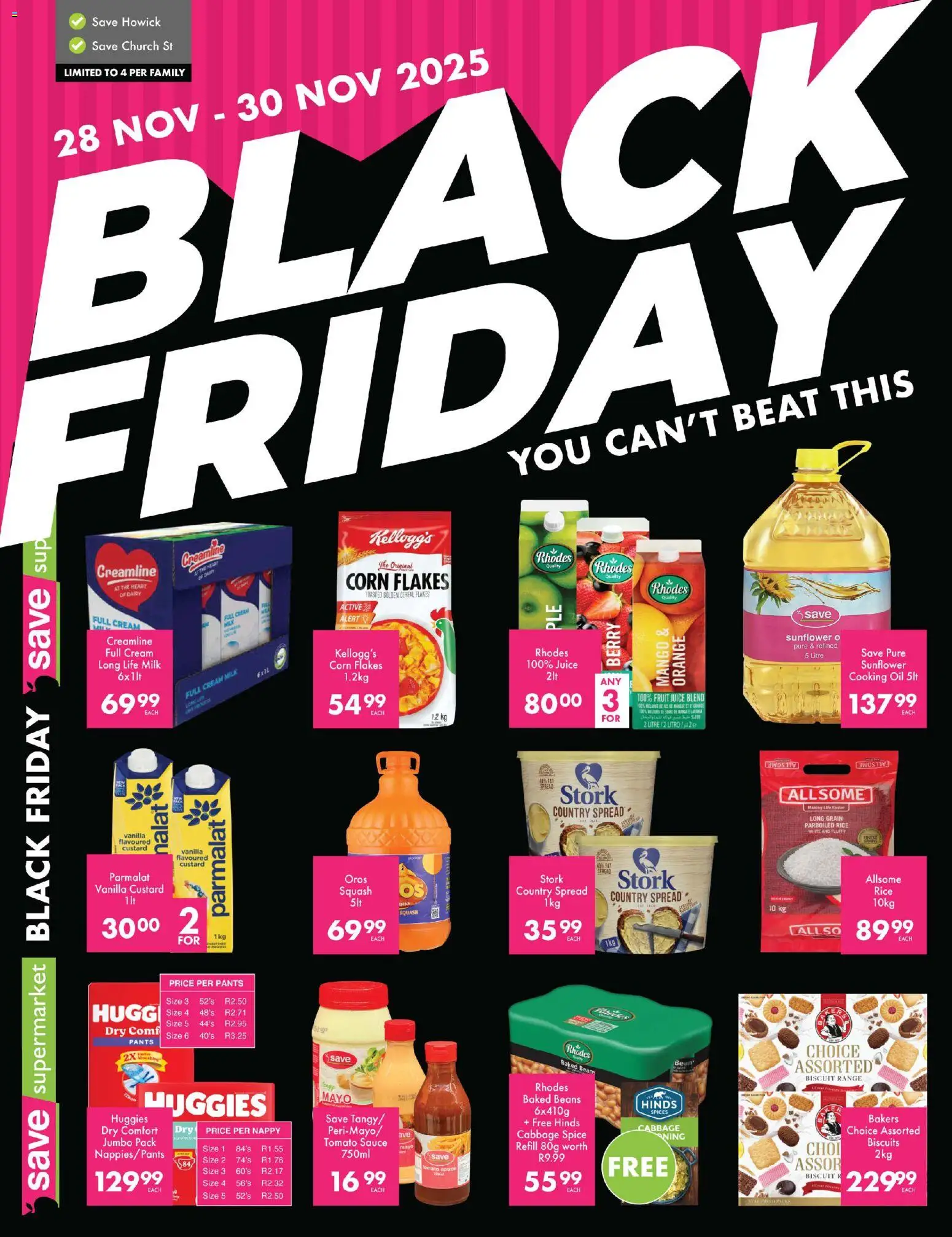 New Save catalogue – valid from 28.11.2025 | Page: 1 | Products: Milk, Biscuits, Tomato sauce, Cream