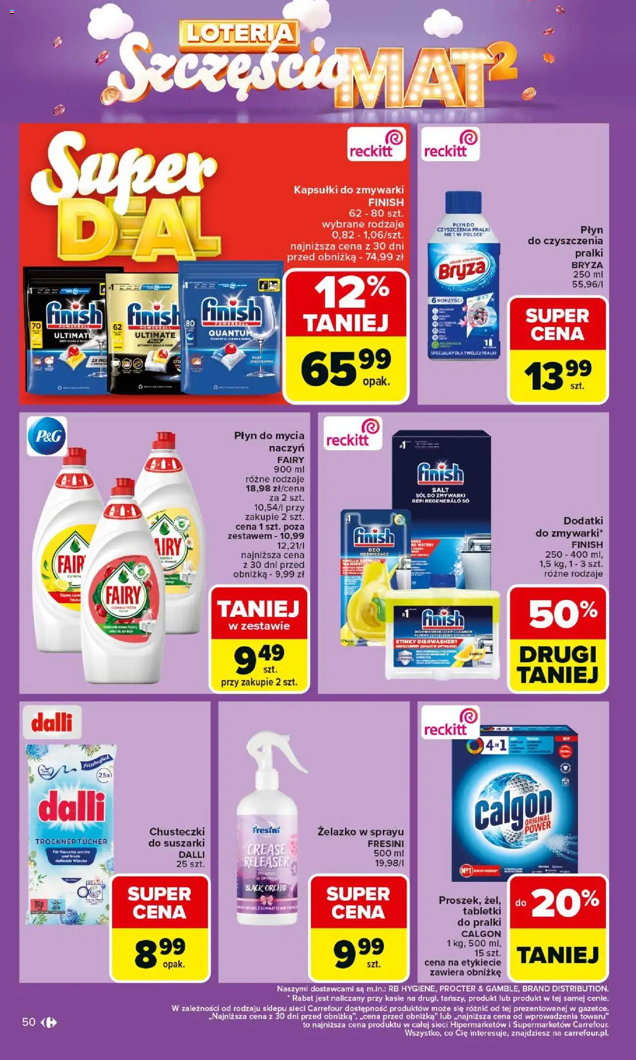 Carrefour Gazetka od 06.10.2025 | Strona: 50 | Produkty: Cleaner, Sól do zmywarki, Fairy, Płyn do mycia naczyń