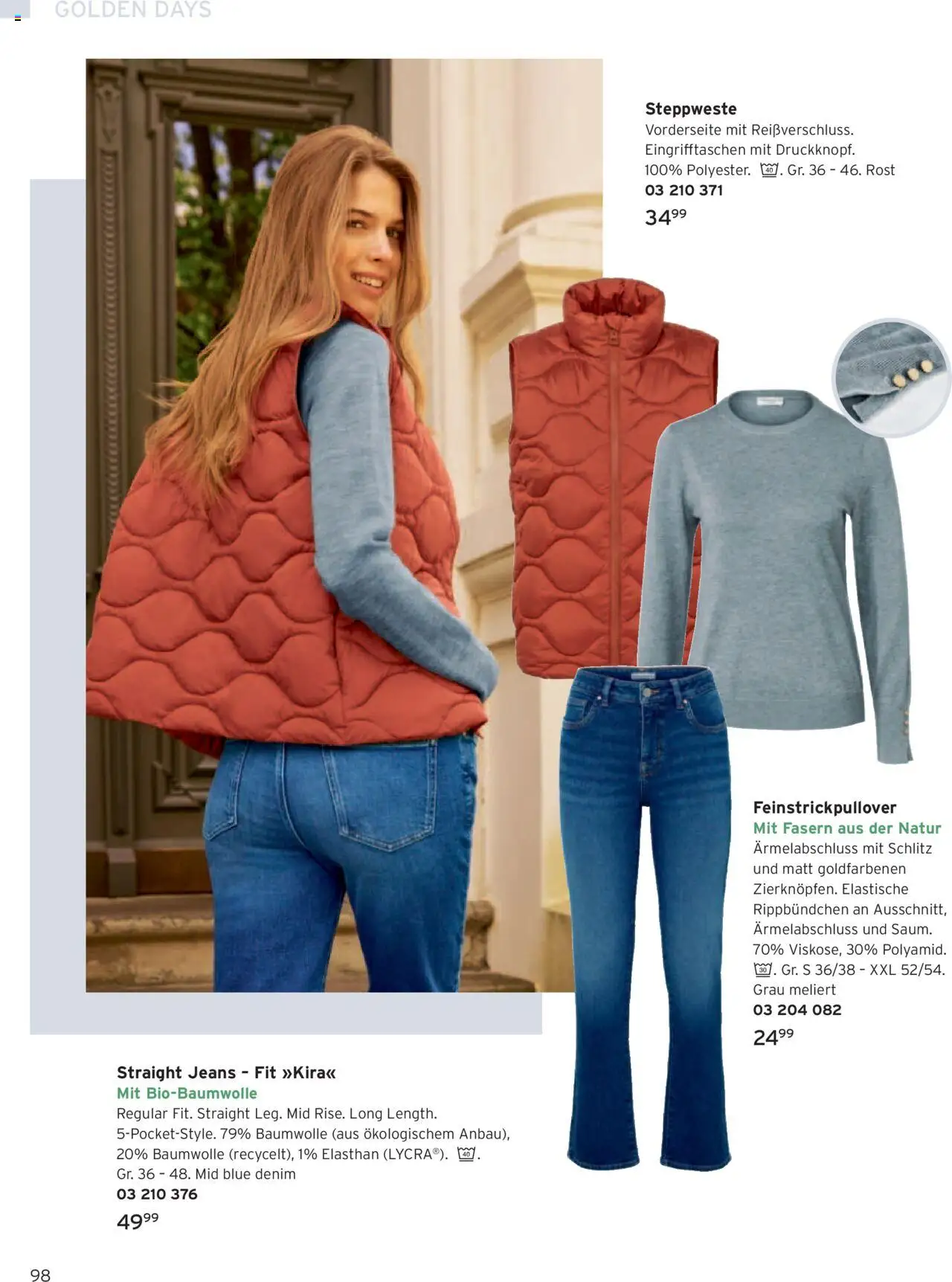 Katalog Tchibo Herbst – gültig ab 15.09.2025 | Seite: 98 | Produkte: Steppweste, Jeans