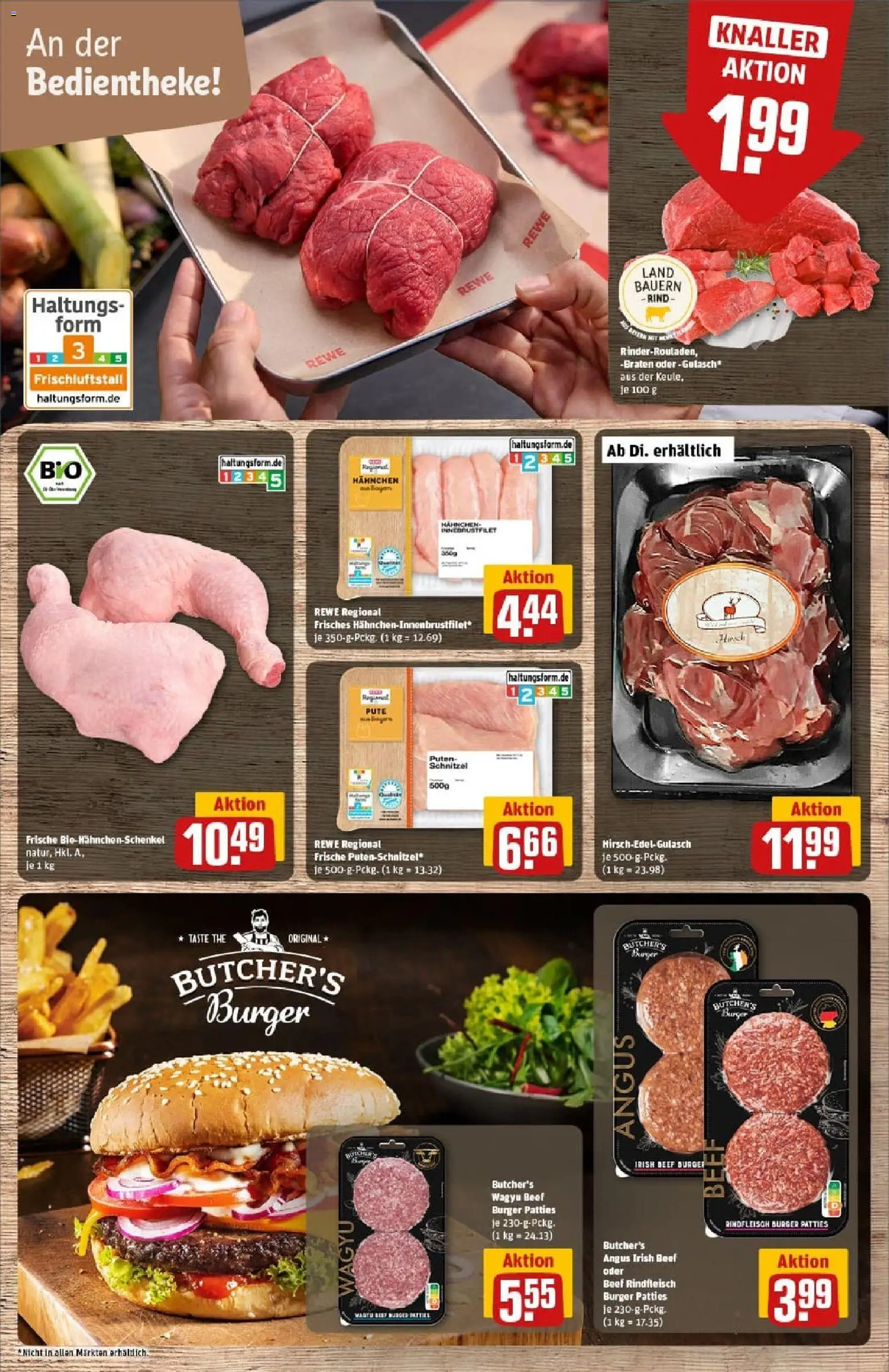 Rewe prospekt Dachau	 – gültig ab 26.10.2025 | Seite: 10 | Produkte: Hahnchen, Burger, Gulasch, Rindfleisch
