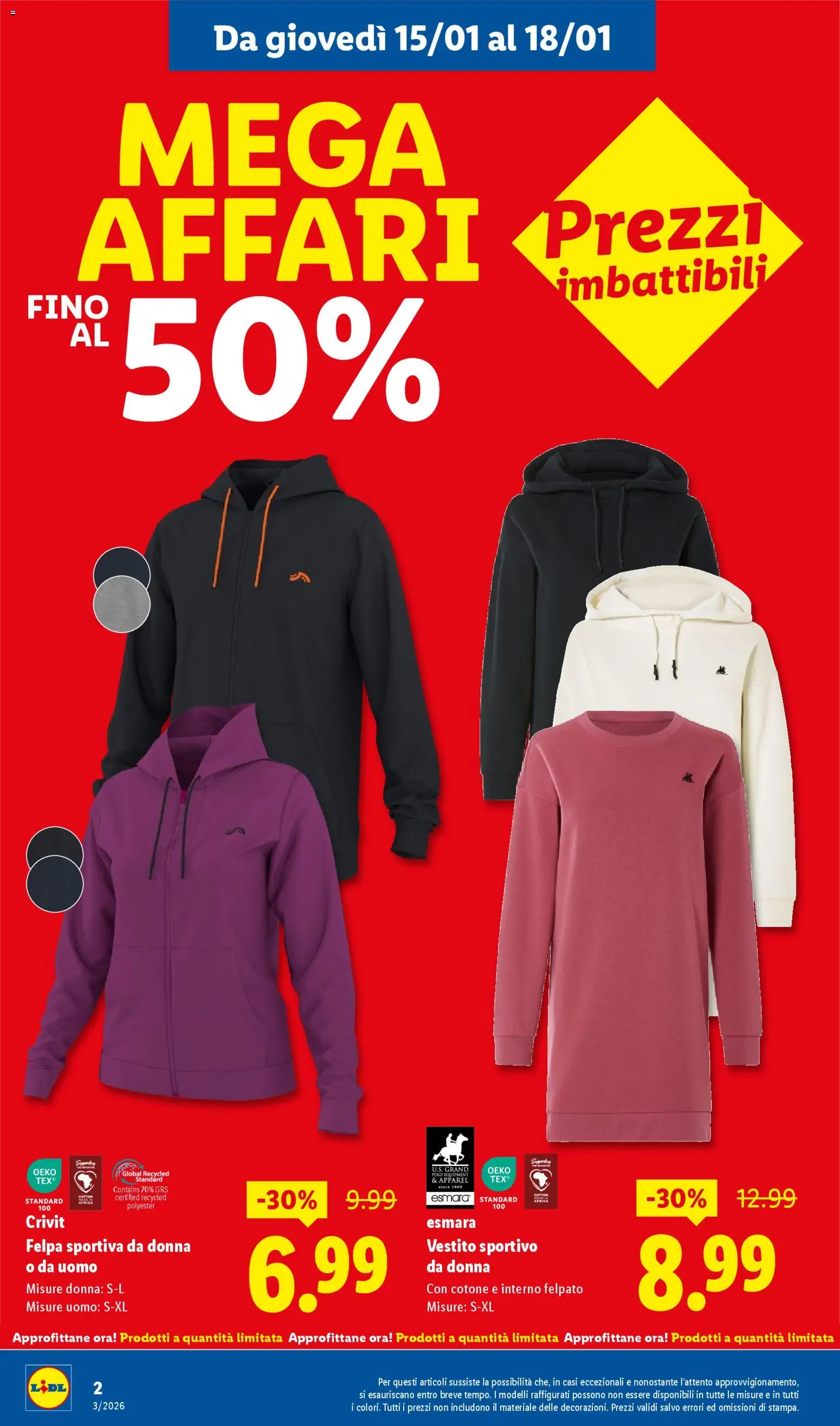 Volantino Lidl del 15.01.2026 | Pagina: 2 | Prodotti: Felpa, Vestito, Polo