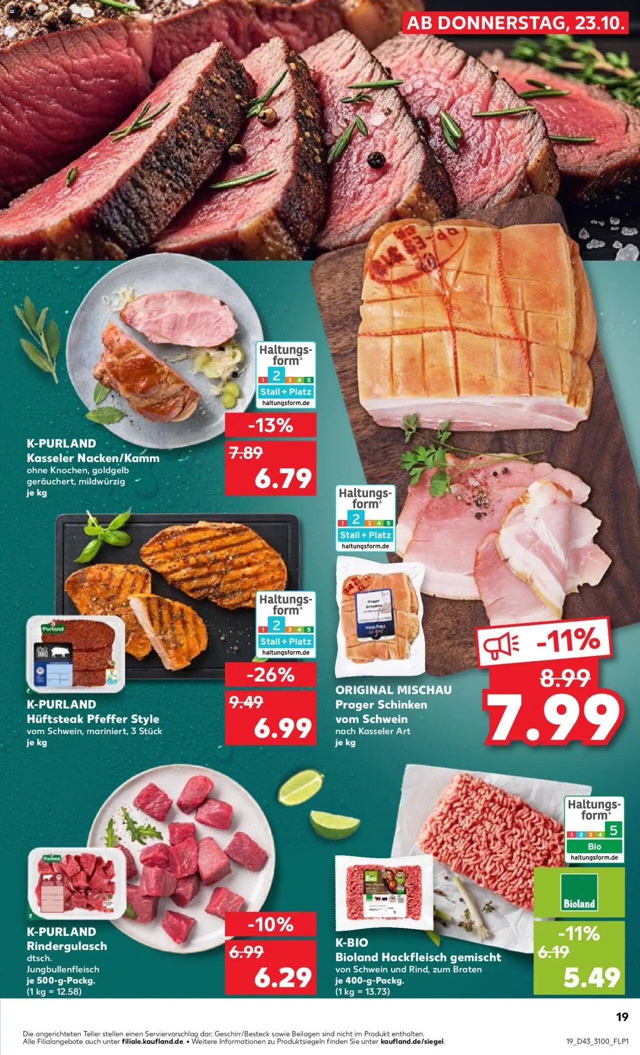 Kaufland prospekt Leipzig	 – gültig ab 23.10.2025 | Seite: 19 | Produkte: Rindergulasch, Pfeffer, Schinken, Hackfleisch