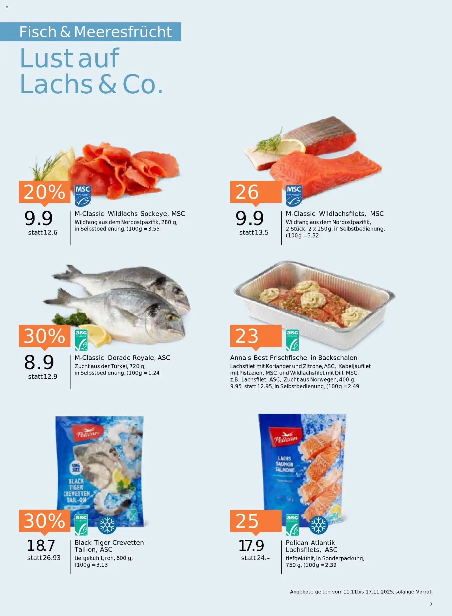 Migros Aktionen – gültig ab 11.11.2025 | Seite: 7 | Produkte: Lachs, Fisch