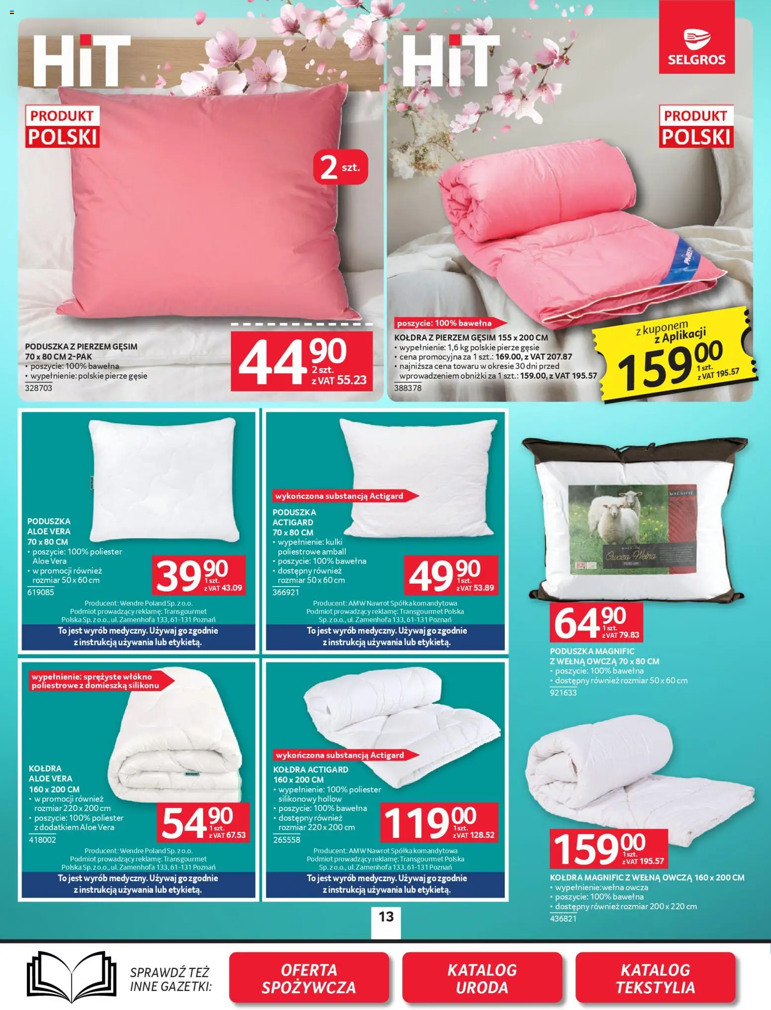 Selgros cash&carry gazetka - Oferta przemysłowa od 23.04.2026 | Strona: 15 | Produkty: Poduszka, Kołdra, Tekstylia