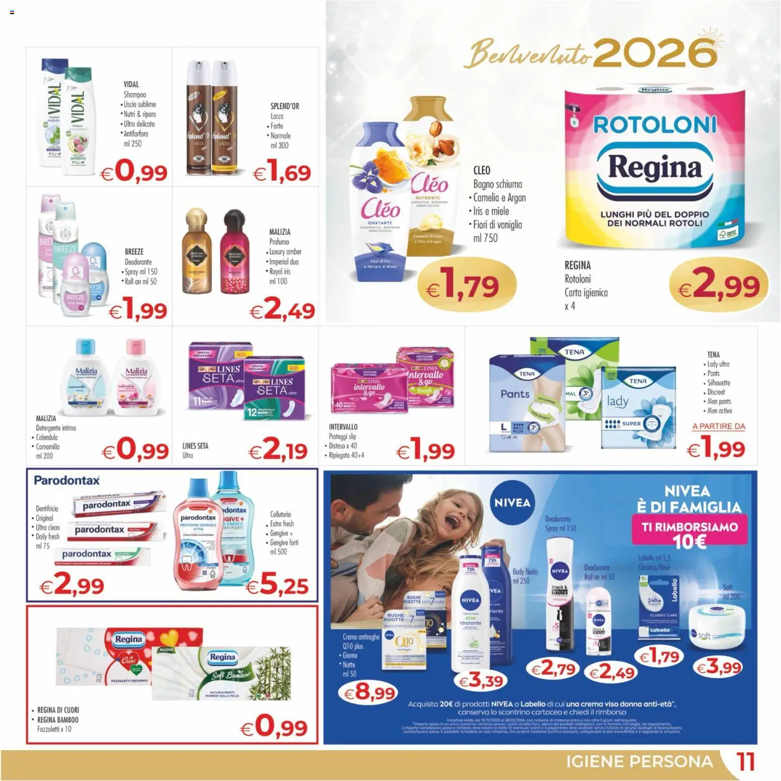 Volantino MerSi Supermercati del 27.12.2025 | Pagina: 11 | Prodotti: Deodorante, Crema viso, Fazzoletti, Miele