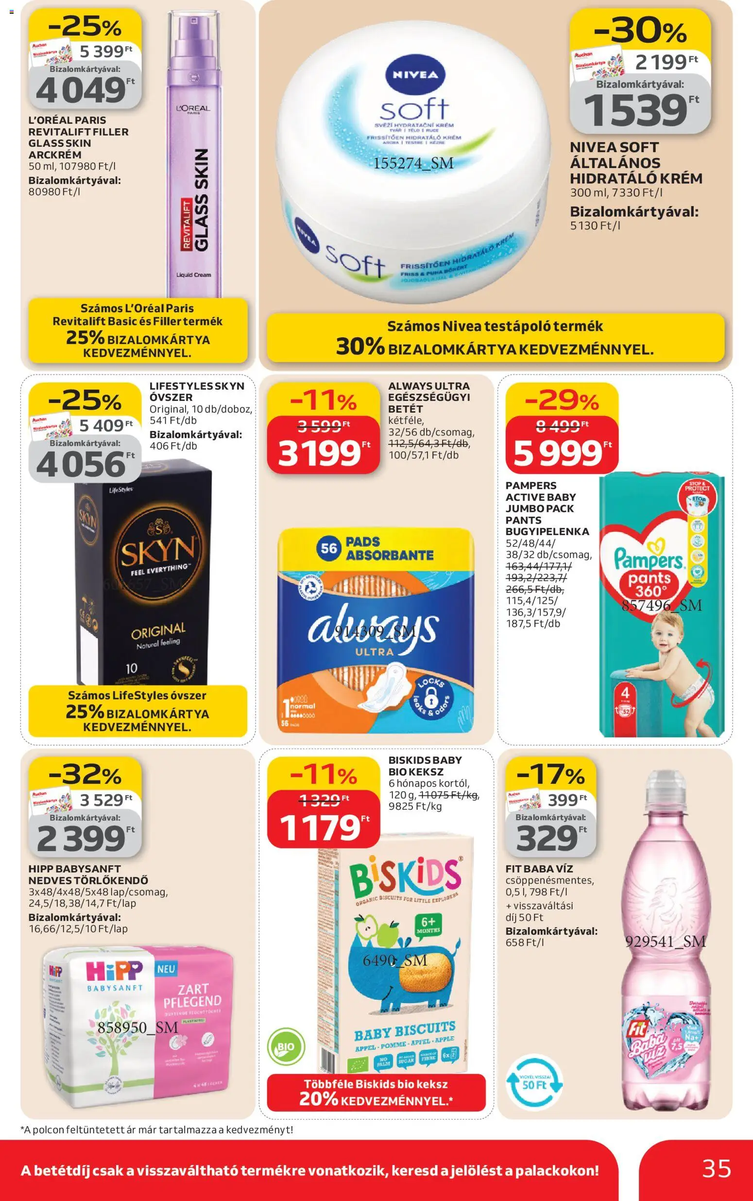 Auchan akciós ujság - amely érvényes a következő dátumtól: 19.02.2026 | Oldal: 35 | Termékek: Törlőkendő, Óvszer, Nedves törlőkendő, Keksz