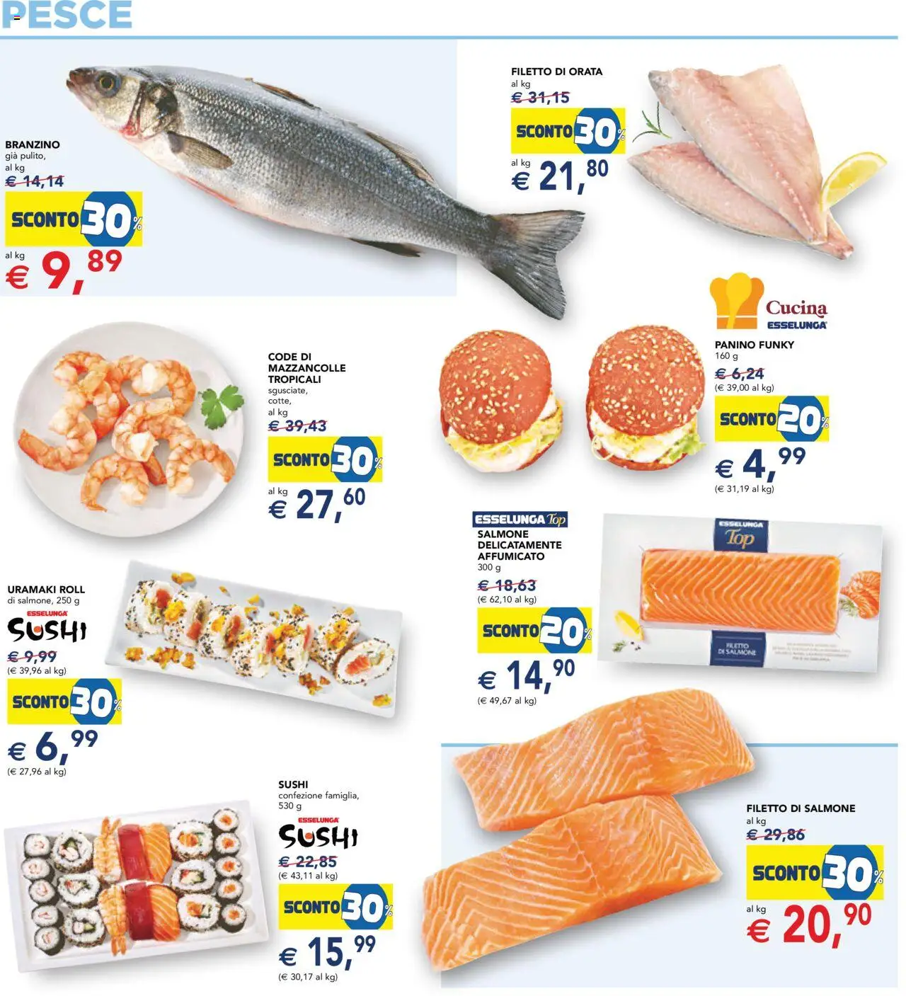 Volantino Esselunga S del 31.07.2025 | Pagina: 6 | Prodotti: Pesce, Mazzancolle, Orata, Sushi
