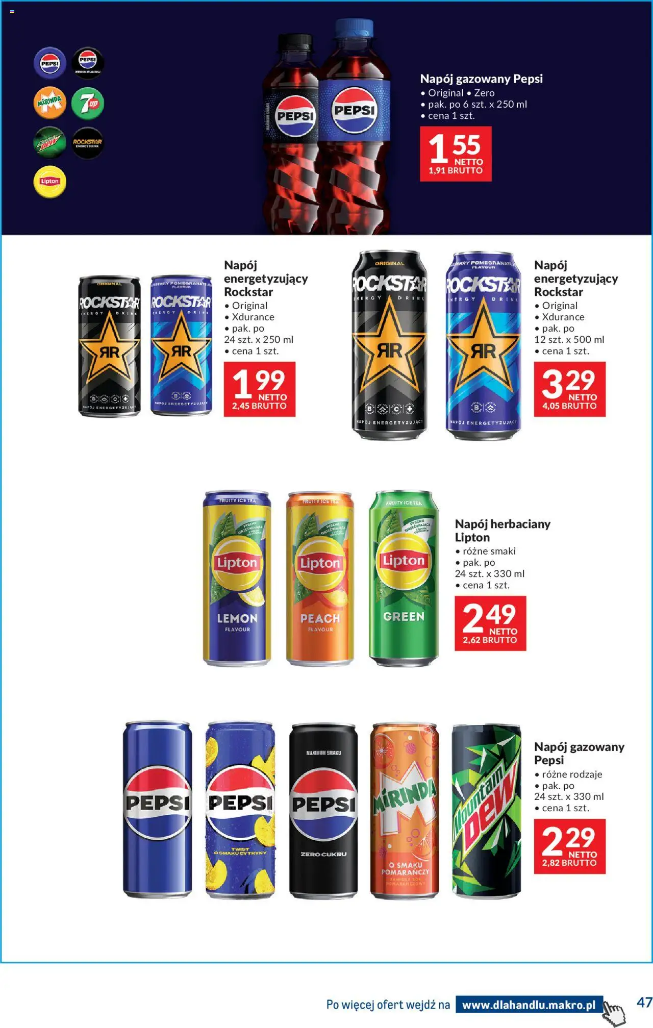 Makro Gazetka - Dystrybucja do sklepów od 19.08.2025 | Strona: 47 | Produkty: Sok pomarańczowy, Ice Tea, Pepsi, Cytryny