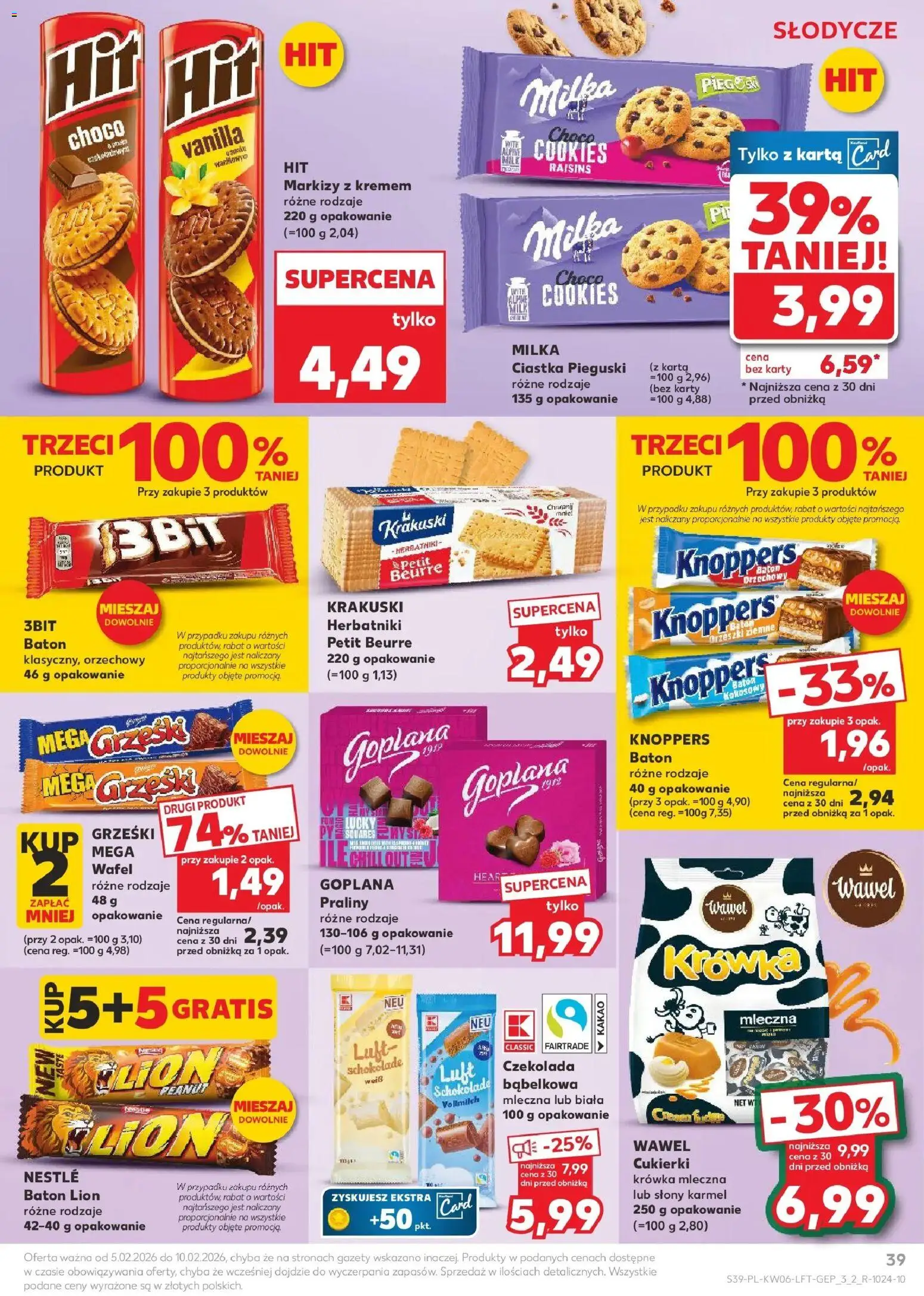 Kaufland gazetka od 05.02.2026 | Strona: 39 | Produkty: Knoppers, Kakao, Milka, Ciastka