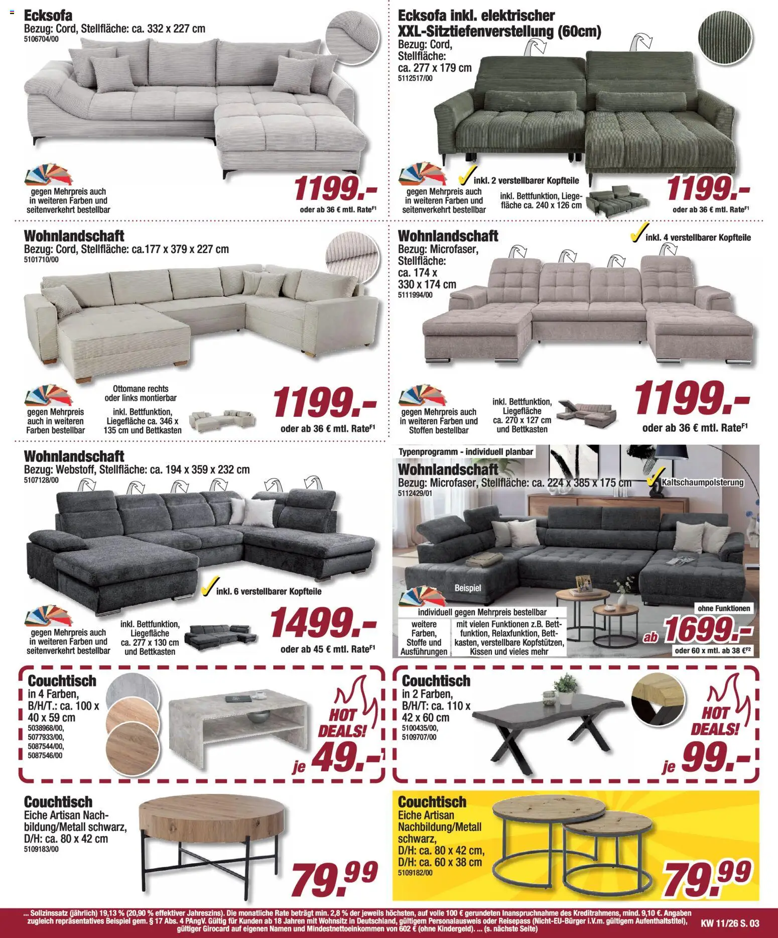 Poco Prospekt 	 – gültig ab 08.03.2026 | Seite: 3 | Produkte: Wohnlandschaft, Kissen, Couchtisch, Liege