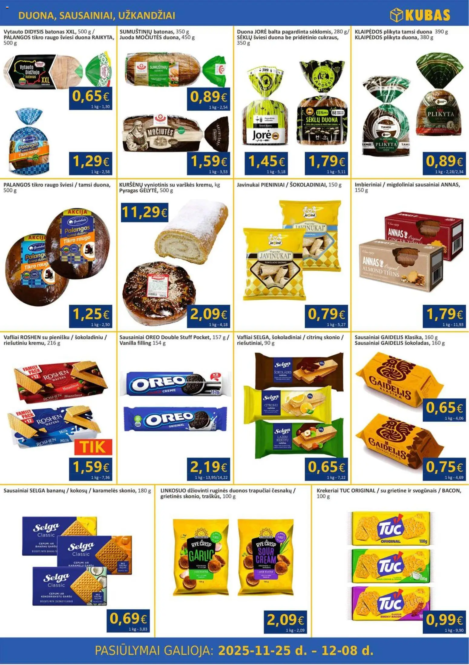 Kubas akcijos nuo 25.11.2025 | Puslapis: 6 | Prekių: Duona, Šokoladas, Grietinė, Vafliai