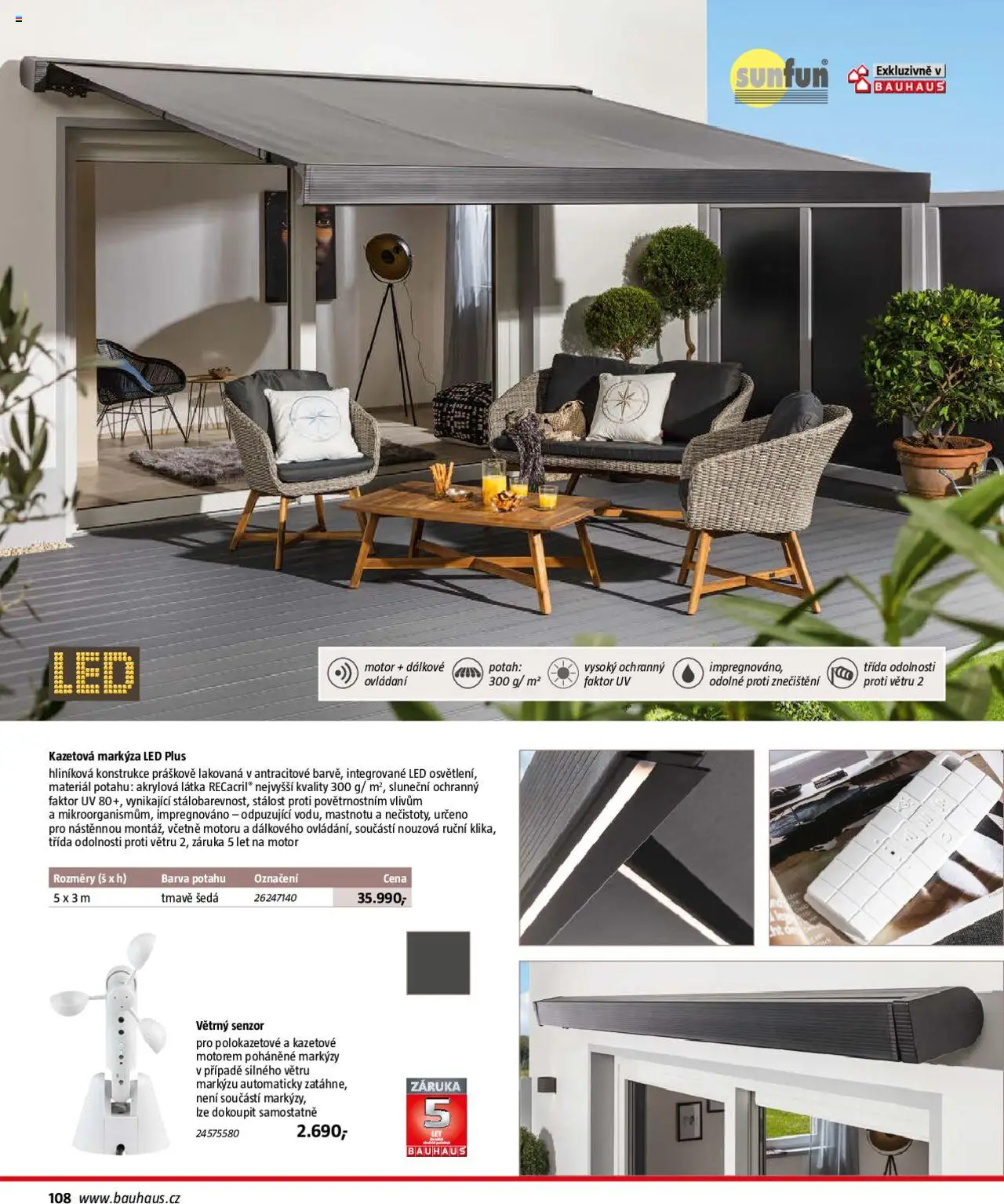Bauhaus katalog Zahradní nábytek od 01.04.2025 | Strana: 108 | Produkty: LED, Markýza
