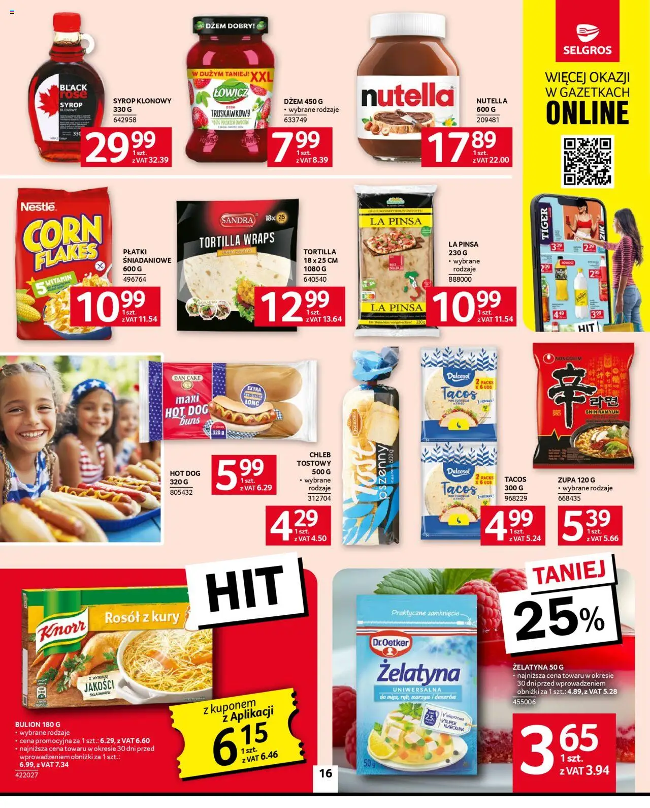 Selgros cash&carry Gazetka od 14.08.2025 | Strona: 16 | Produkty: Nutella, Dżem, Chleb, Płatki