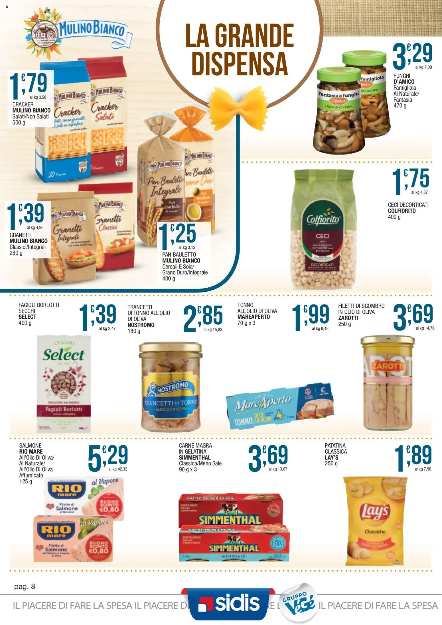Volantino Sidis del 20.04.2026 | Pagina: 8 | Prodotti: Salmone, Ceci, Fagioli, Olio di Oliva