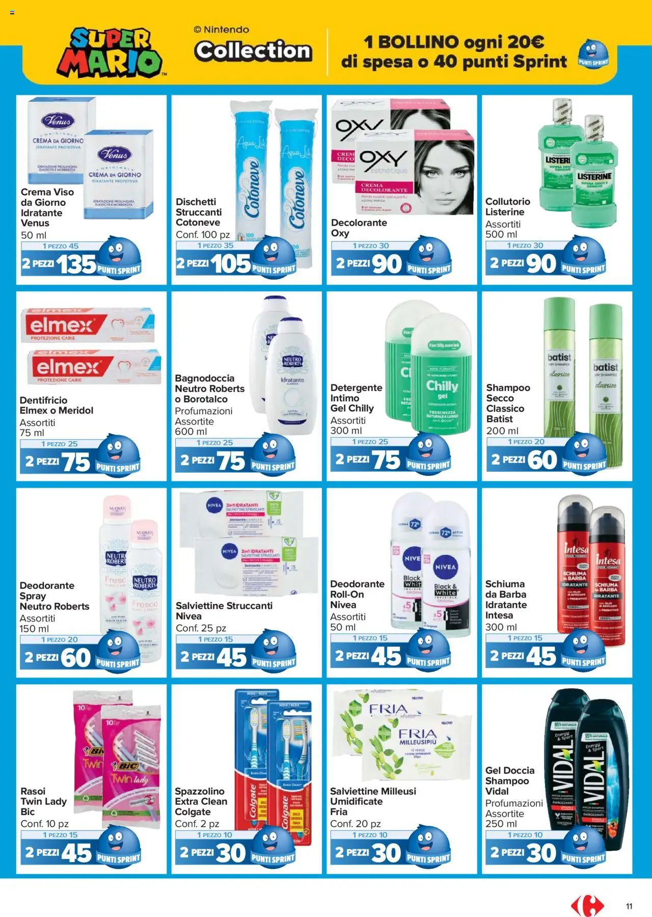 Volantino Carrefour del 15.09.2025 | Pagina: 11 | Prodotti: Shampoo, Spazzolino, Detergente, Doccia