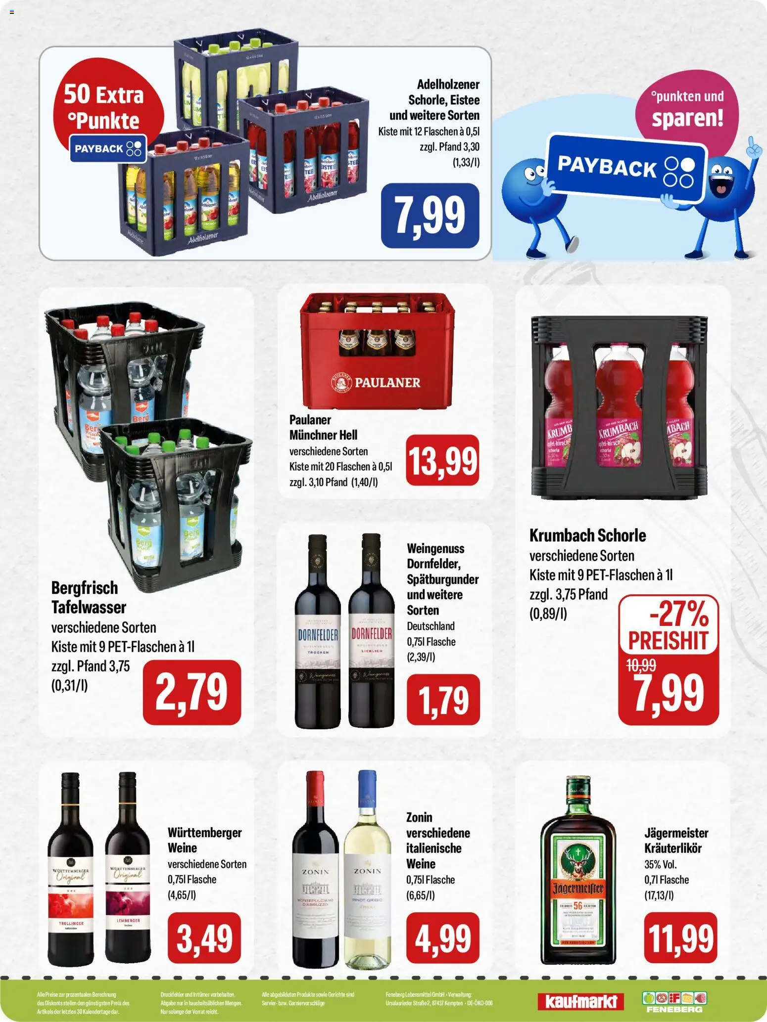 Feneberg Angebote – gültig ab 12.03.2026 | Seite: 16 | Produkte: Adelholzener, Jägermeister, Paulaner