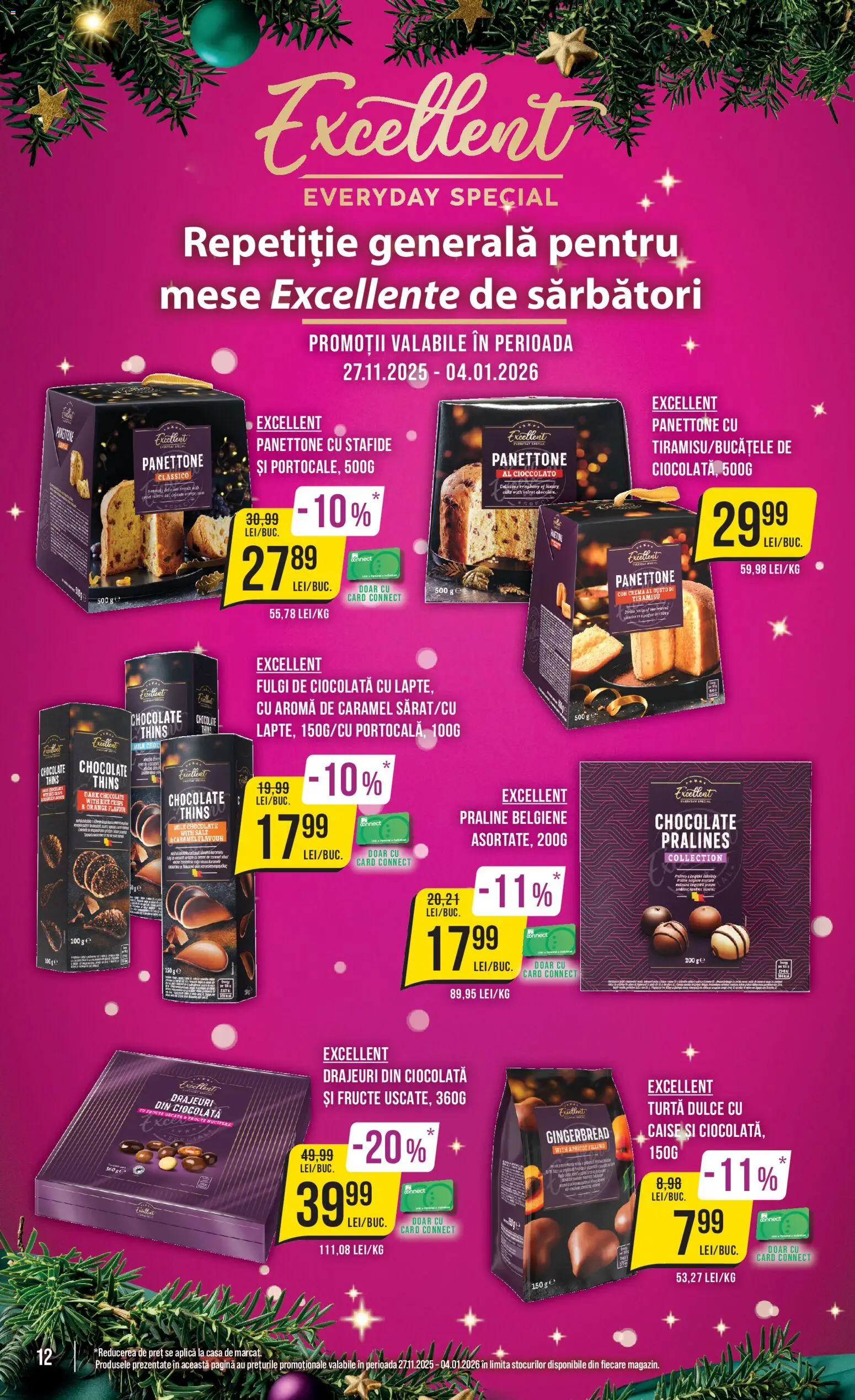 Noul catalog Mega Image – valabil de la 18.12.2025 | Pagină: 12 | Produse: Praline, Tiramisu, Ciocolată, Fructe
