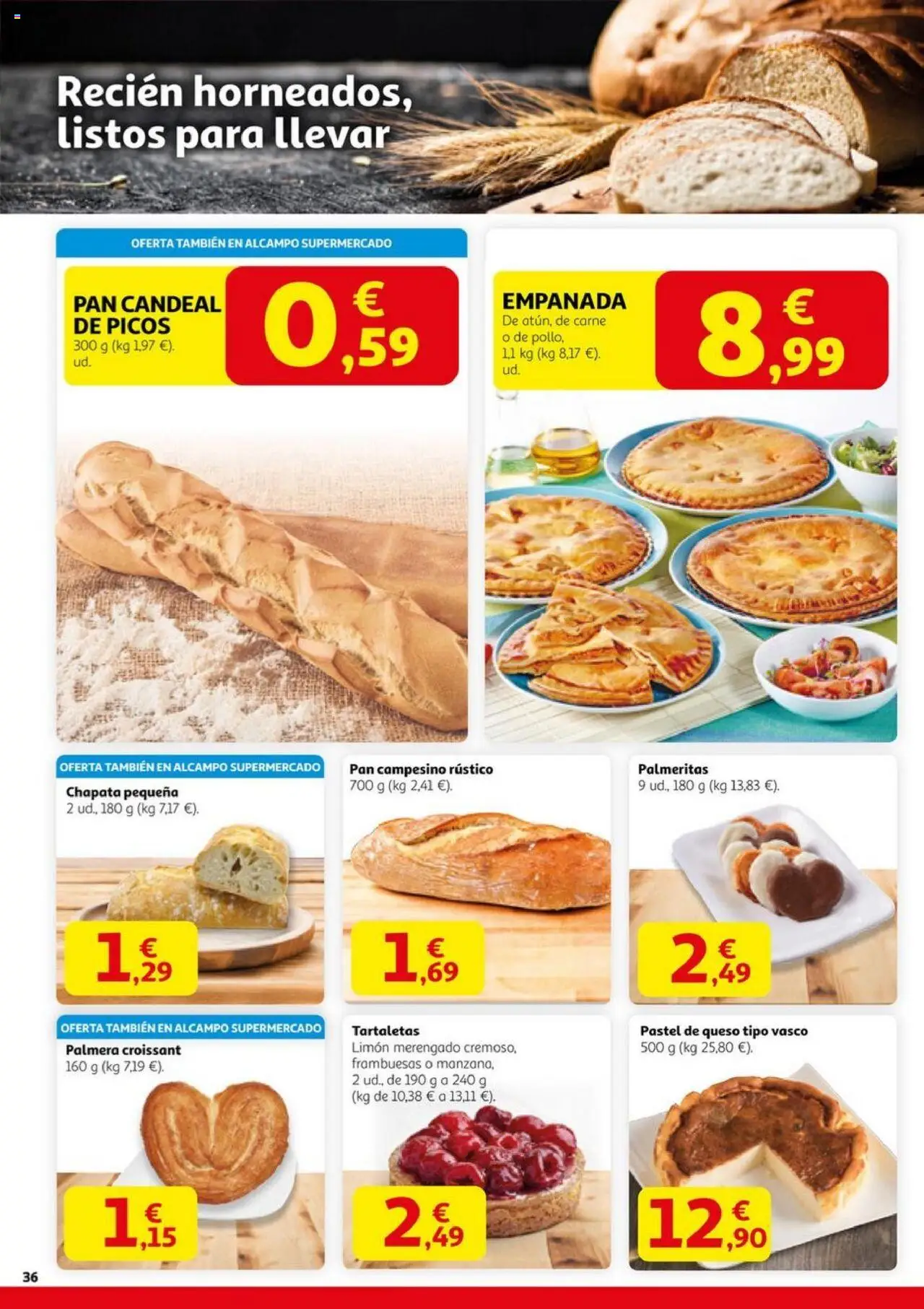 Alcampo - HG Nacional Unificado  │ válido desde el 14.08.2025 | Página: 36 | Productos: Queso, Pan, Croissant