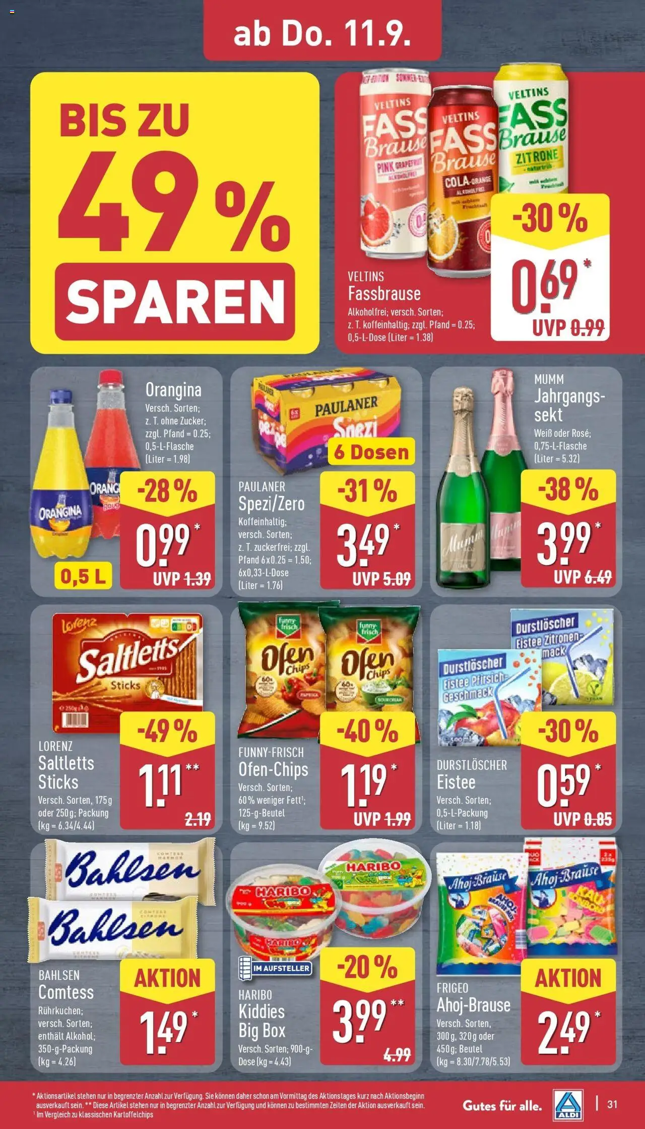 Aldi Prospekt Hildburghausen – gültig ab 07.09.2025 | Seite: 35 | Produkte: Pfirsich, Fassbrause, Veltins, Zitronen