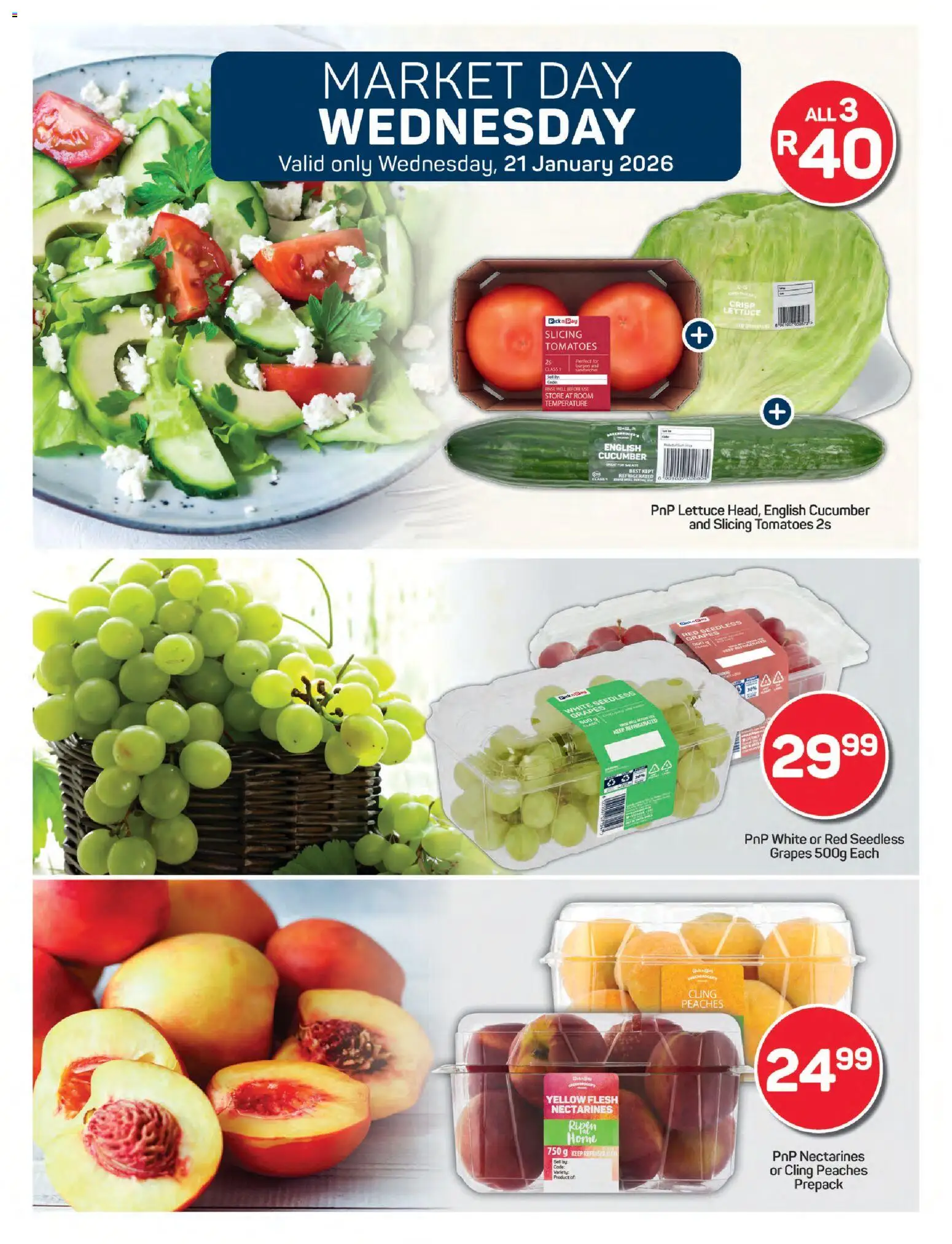 New Pick n Pay catalogue – valid from 19.01.2026 | Page: 7 | Products: Tomatoes, Lettuce, Nectarines, Grapes
