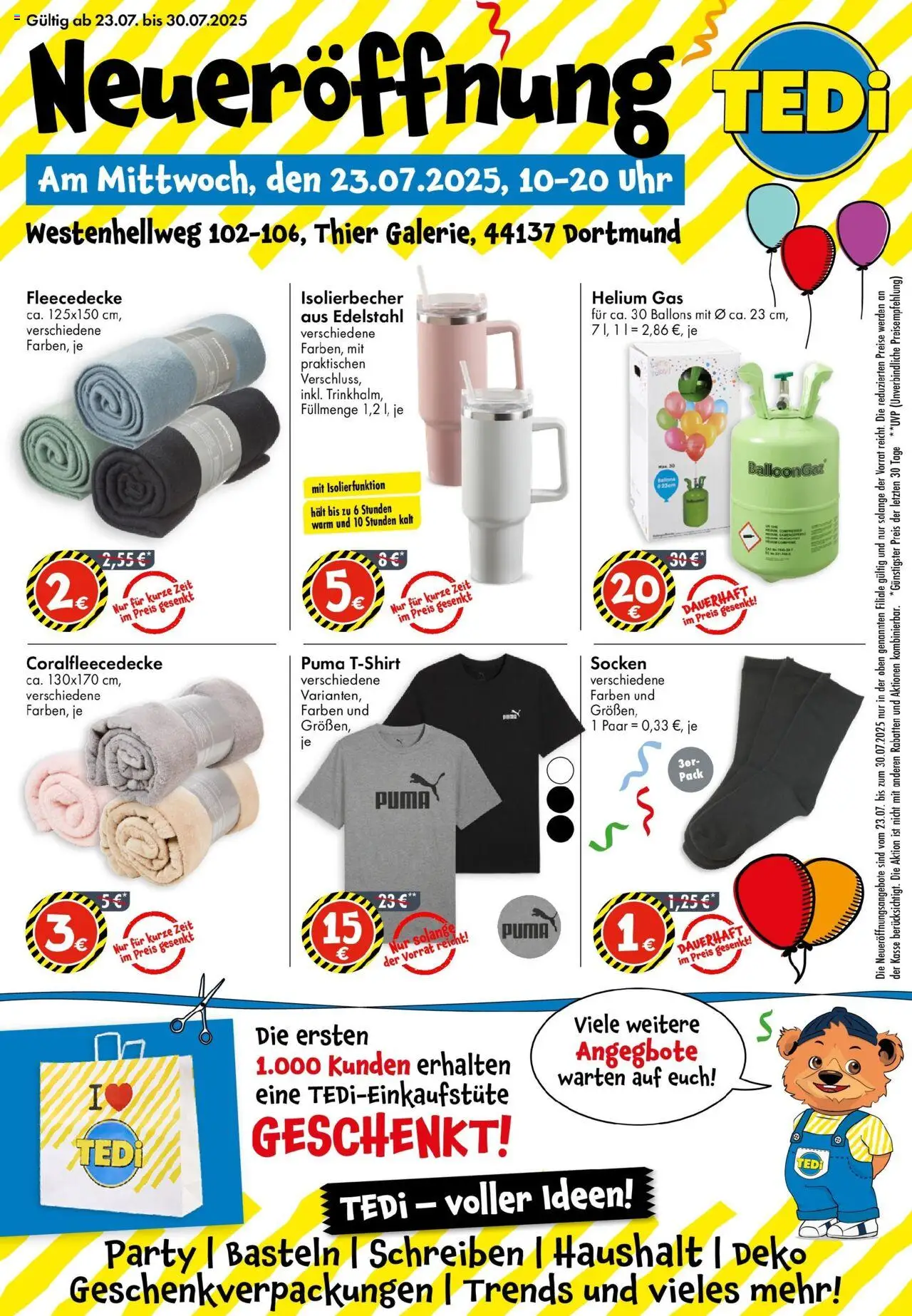 TEDi Neueröffnung in Dortmund - gültig ab dem 18.07.2025 | Seite: 1 | Produkte: Socken, Uhr