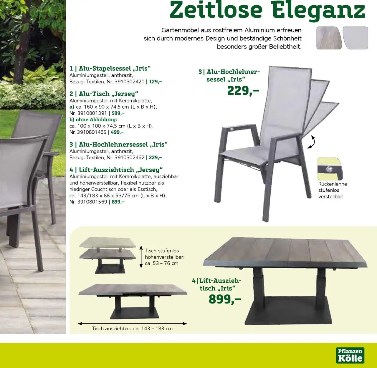 Pflanzen-Kölle Gartenmöbel Katalog 2025 – gültig ab 22.01.2025 | Seite: 17 | Produkte: Sessel, Couchtisch, Tisch, Gartenmöbel