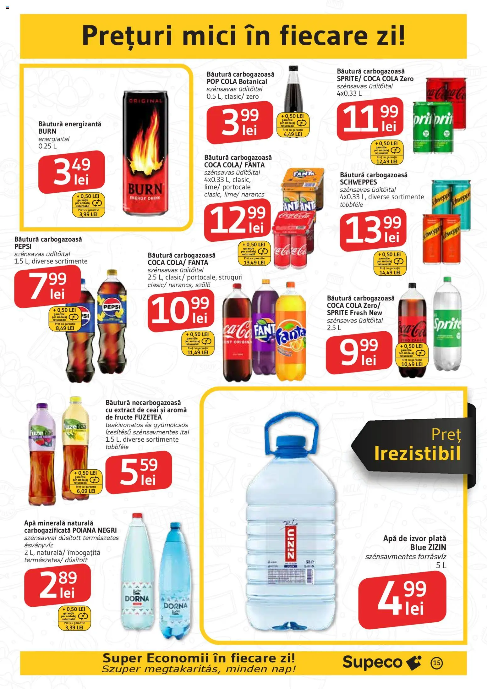 Noul catalog Supeco – valabil de la 30.04.2026 | Pagină: 15 | Produse: Yazı tahtası kalemi, Băutură energizantă, Ceai, Apă