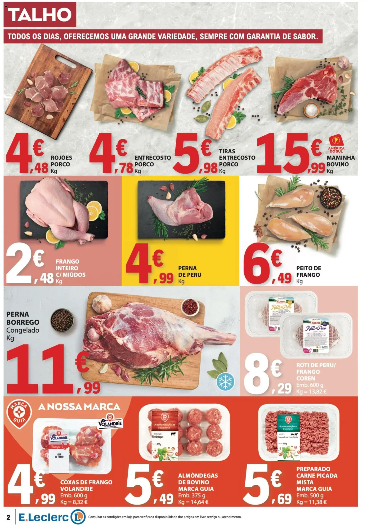 E.Leclerc folheto │ válido de 19.03.2026 | Página: 2 | Produtos: Frango, Peru, Carne picada, Carne