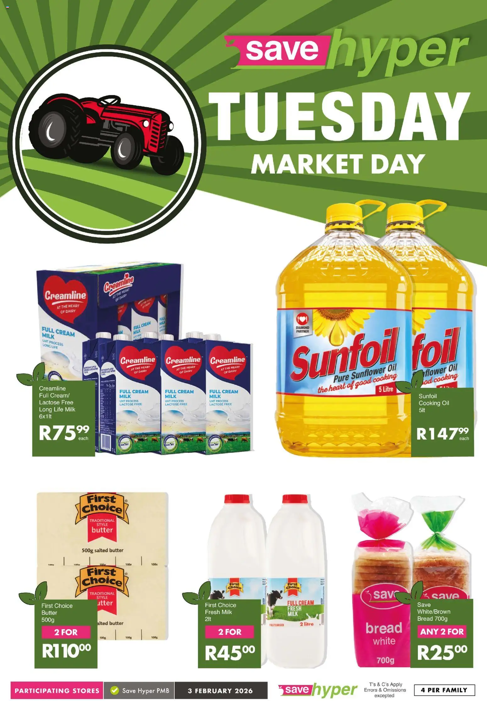 New Save catalogue – valid from 03.02.2026 | Page: 10 | Products: Milk, Oil, Bread, Cream