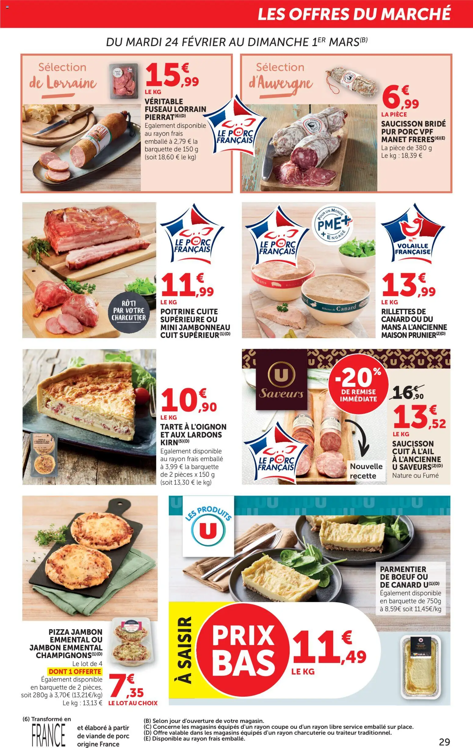 {H1} | Page: 29 | Produits: Viande de porc, Lardons, Emmental, Porc