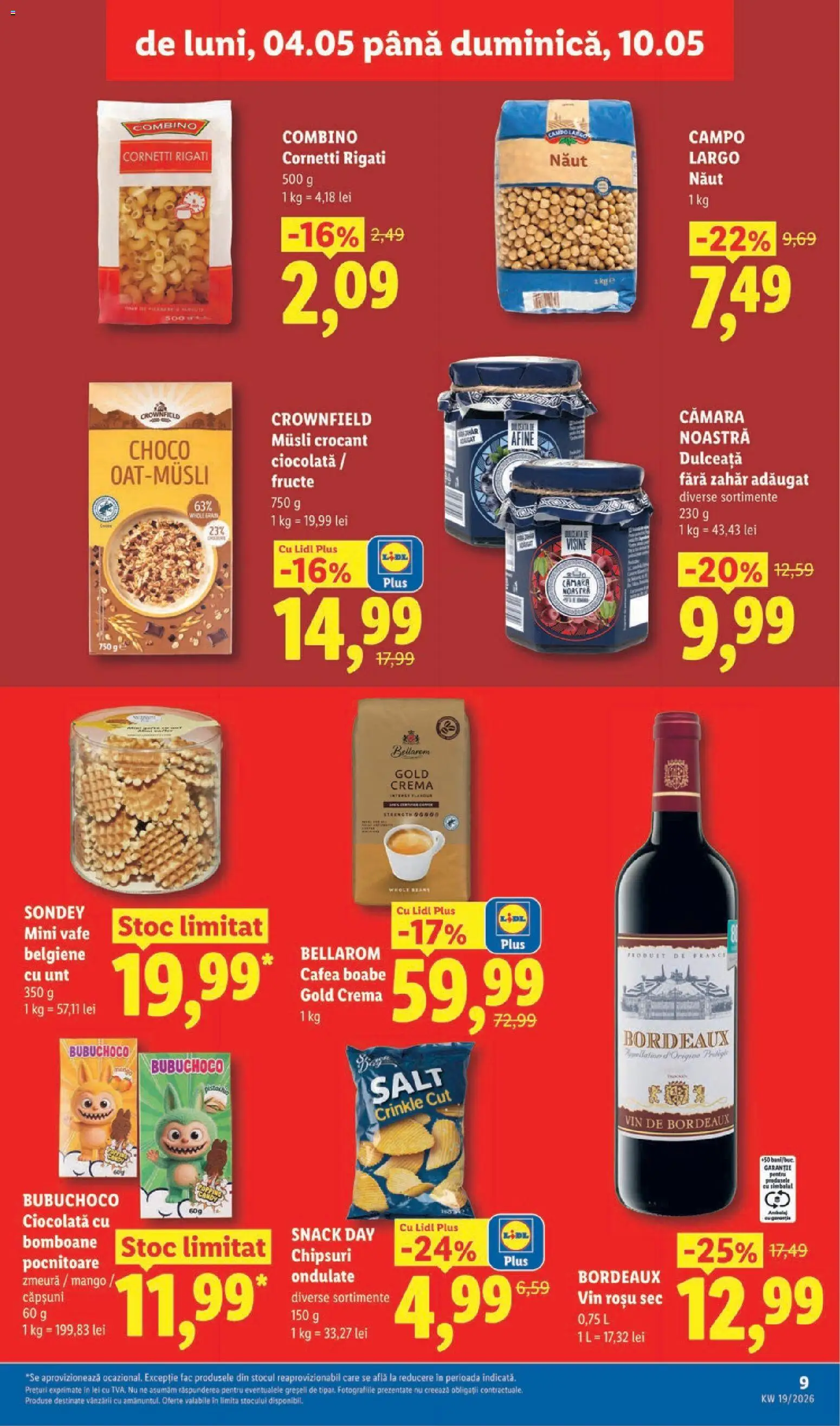 Noul catalog Lidl – valabil de la 04.05.2026 | Pagină: 9 | Produse: Cam suyu, Unt, Cremă, Chipsuri