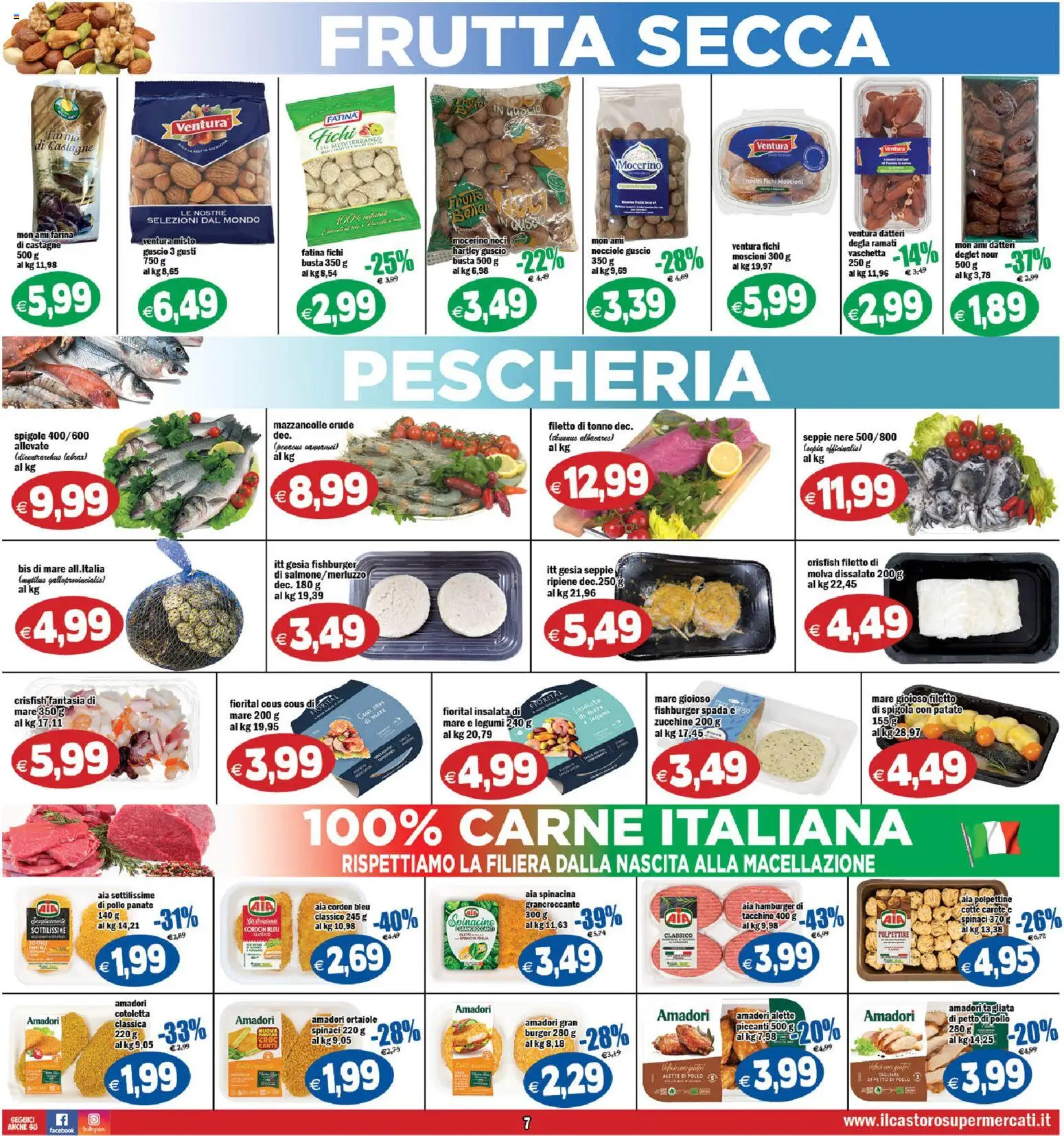 Volantino Il Castoro del 27.11.2025 | Pagina: 7 | Prodotti: Pollo, Frutta, Farina, Tonno