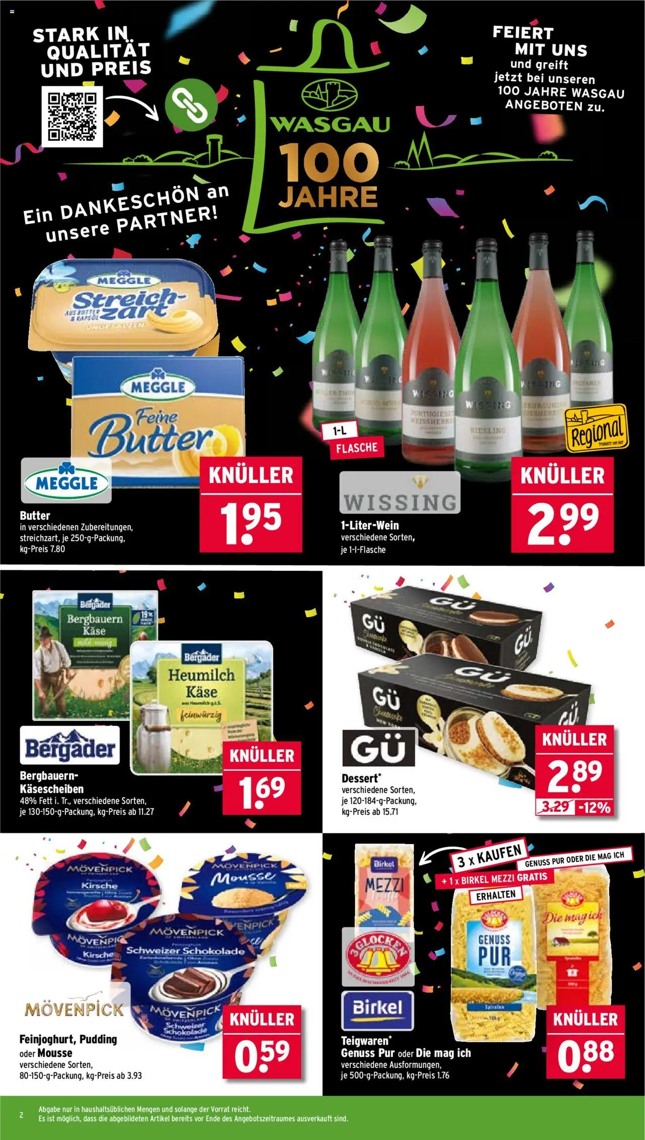 Wasgau Prospekt 	 – gültig ab 08.09.2025 | Seite: 2 | Produkte: Butter, Käse, Schokolade, Pudding