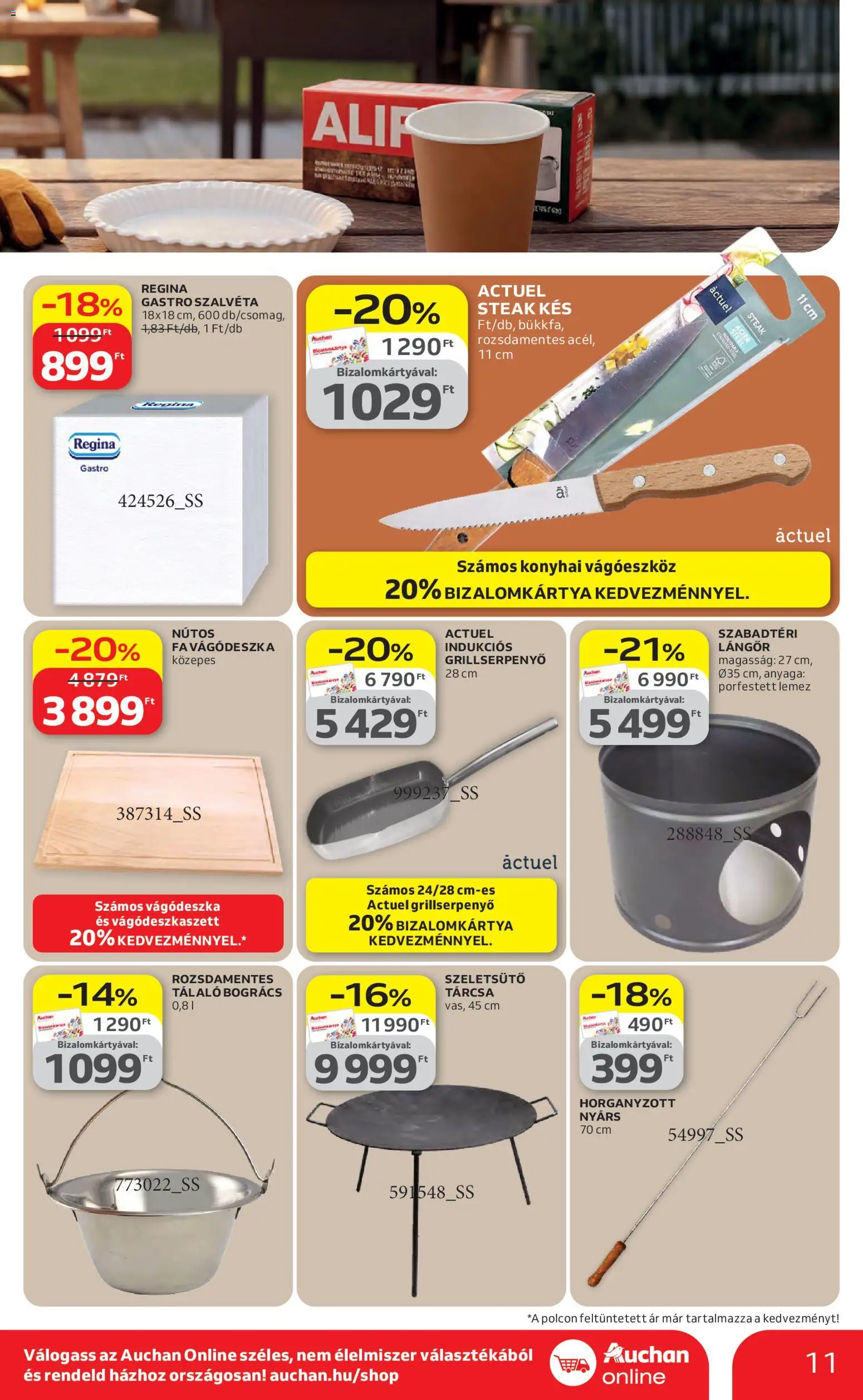 Auchan akciós ujság - amely érvényes a következő dátumtól: 16.04.2026 | Oldal: 11 | Termékek: Lemez, Vágódeszka, Bogrács, Kés